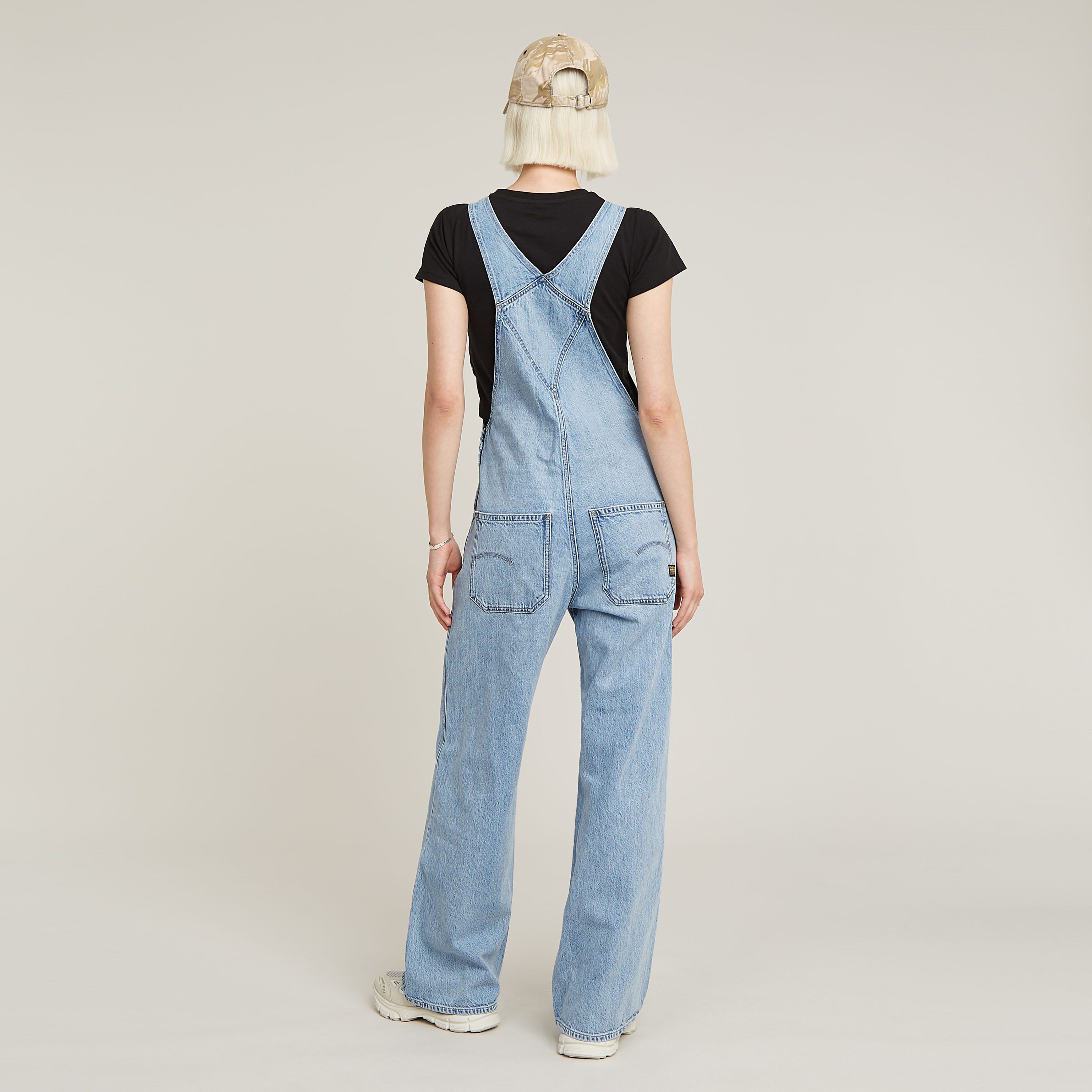 G-Star RAW Tuinbroek Straight Leg Dungaree met knopen aan de zijkanten
