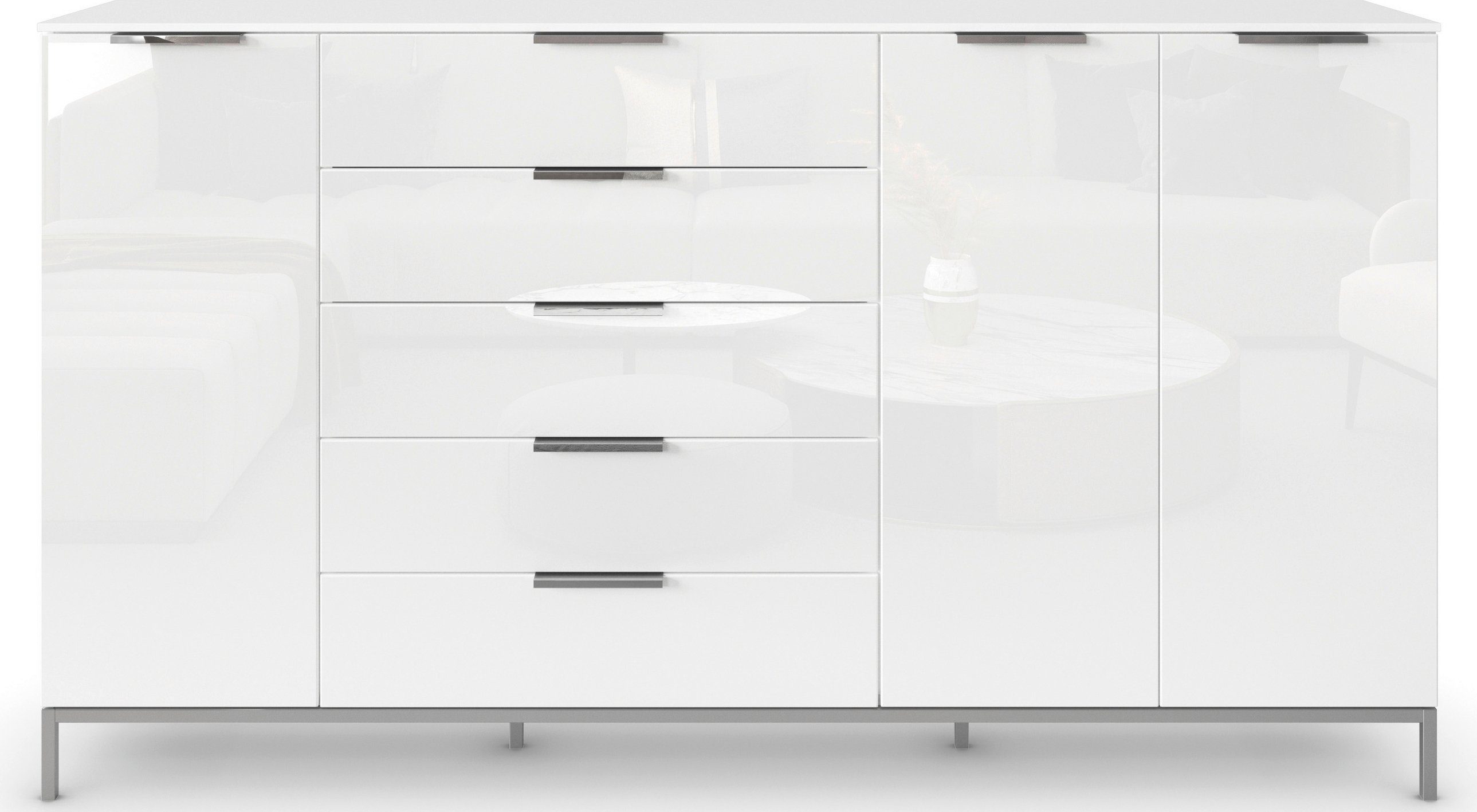 rauch Kast met laden en deuren Flipp 3-deurs, 5 laden met soft-close functie en glazen front