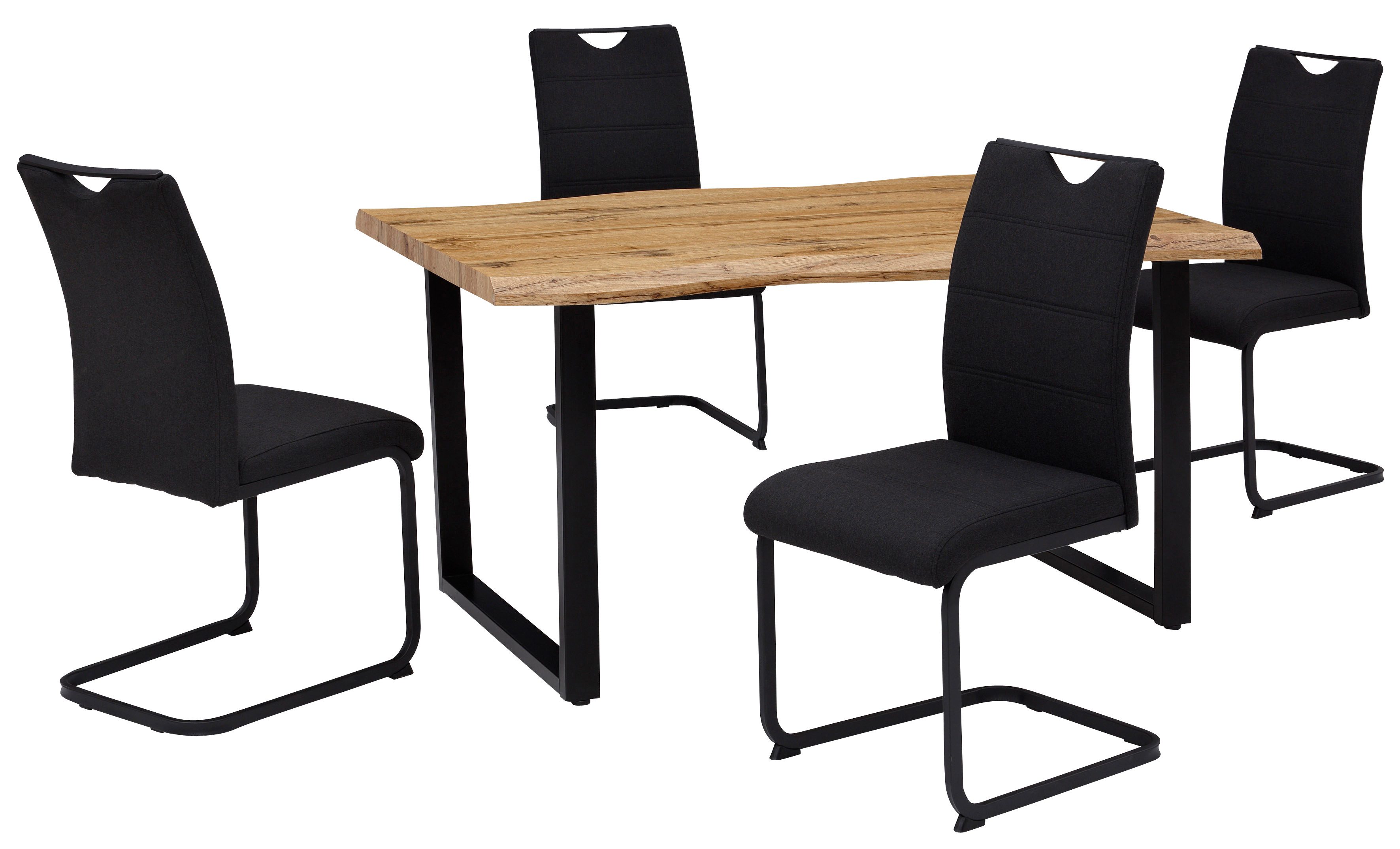 HELA Eethoek GISELLE Eetkamer, Eetgroep, Zitgroep TOPSELLER! Eettafel U-frame metaal, tafelblad met boomrand, OTTOs Choice (set, 5-delig)