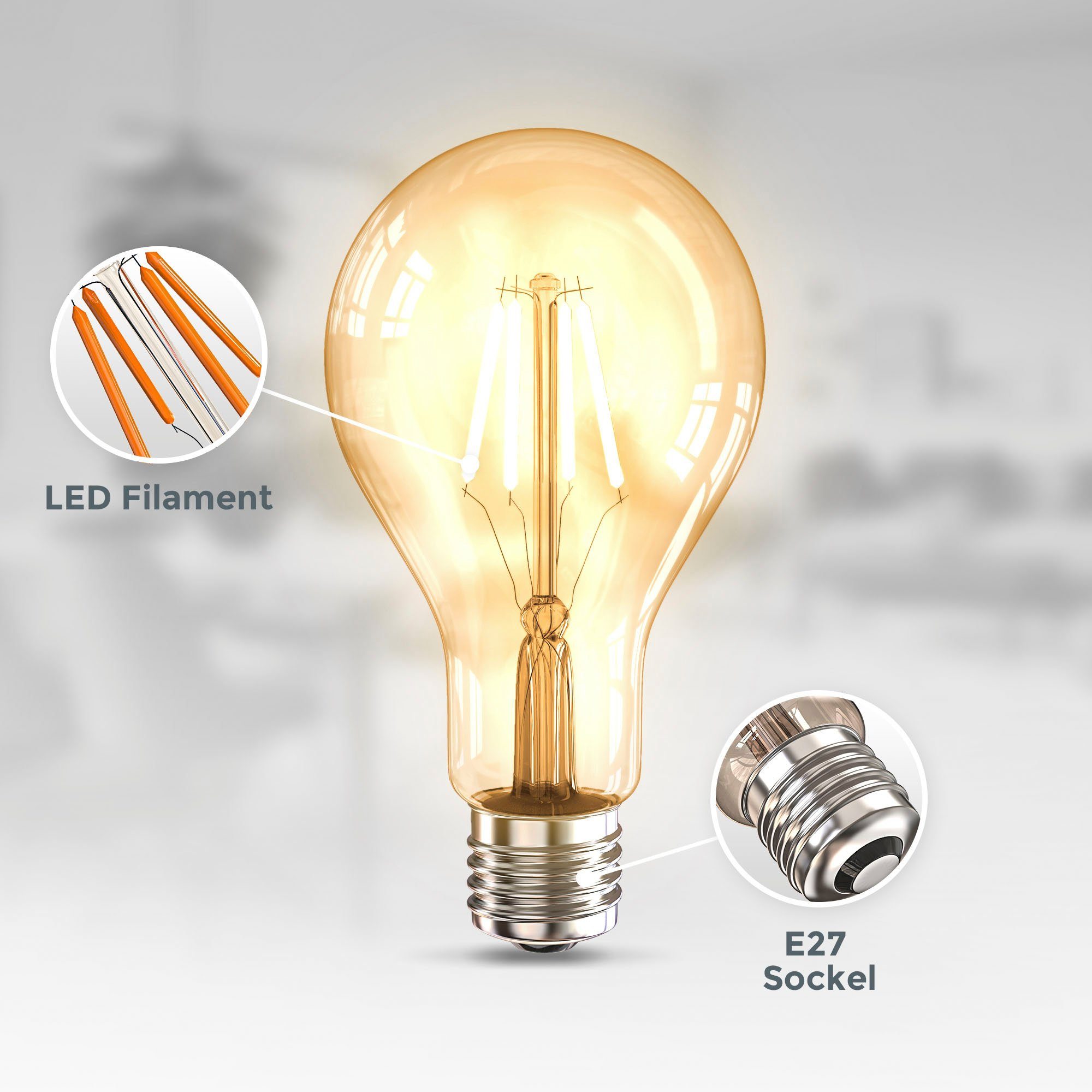 B.K.Licht Led-verlichting BK_LM1404 LED lichtbron 2-delige set E27 A75 (2 stuks)