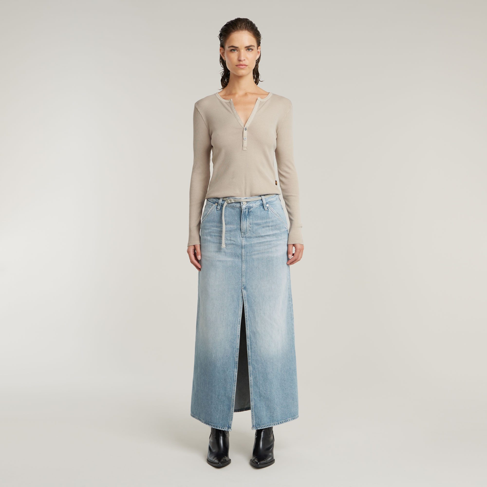 G-Star RAW Shirt met lange mouwen Deep v slim met knoopsluiting