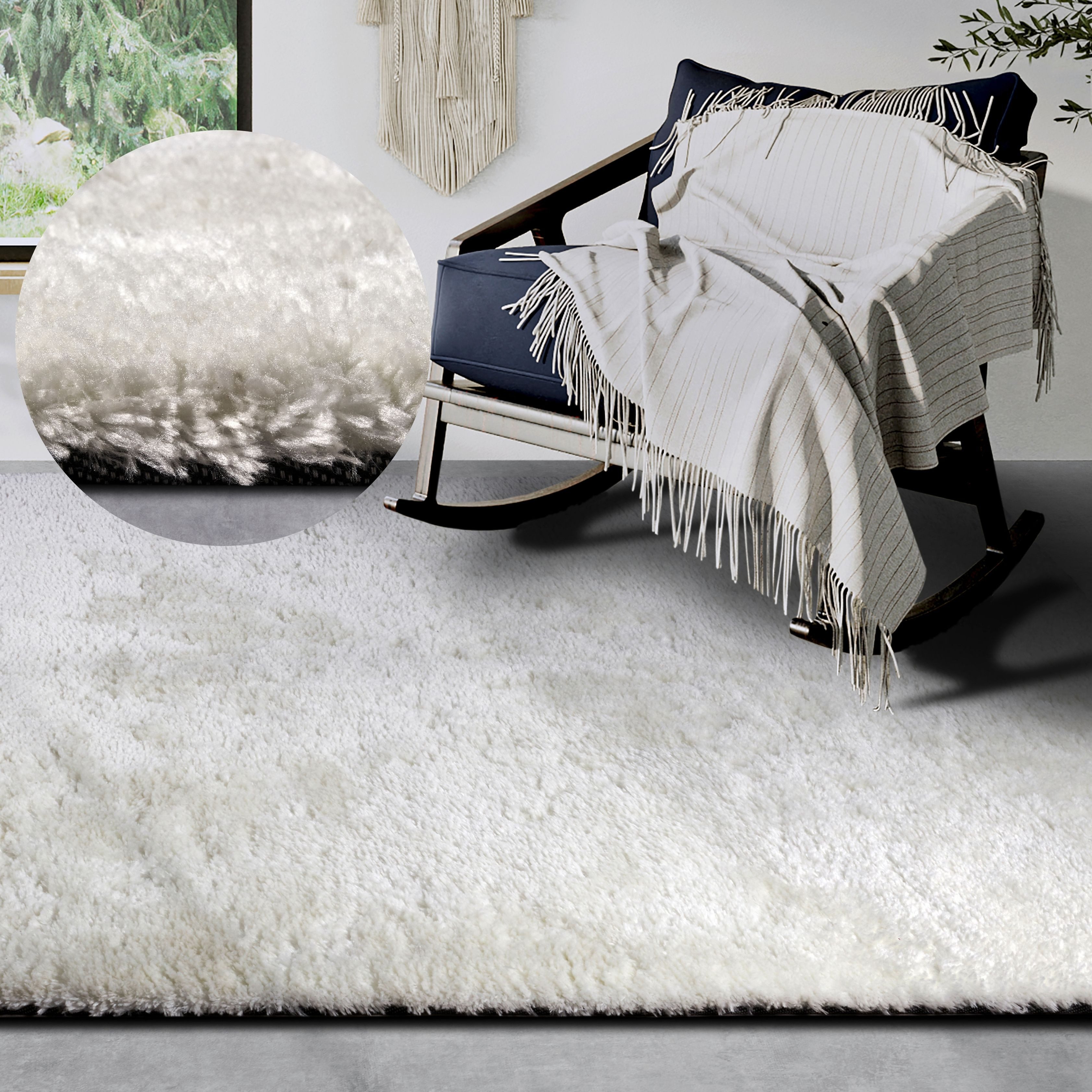 HANSE Home Hoogpolig vloerkleed Olaf Lange pool, shaggy, effen, pluizig, zacht, glanzend, modern, effen moderne vloerkleden maat 120 cm x 170 cm x 38