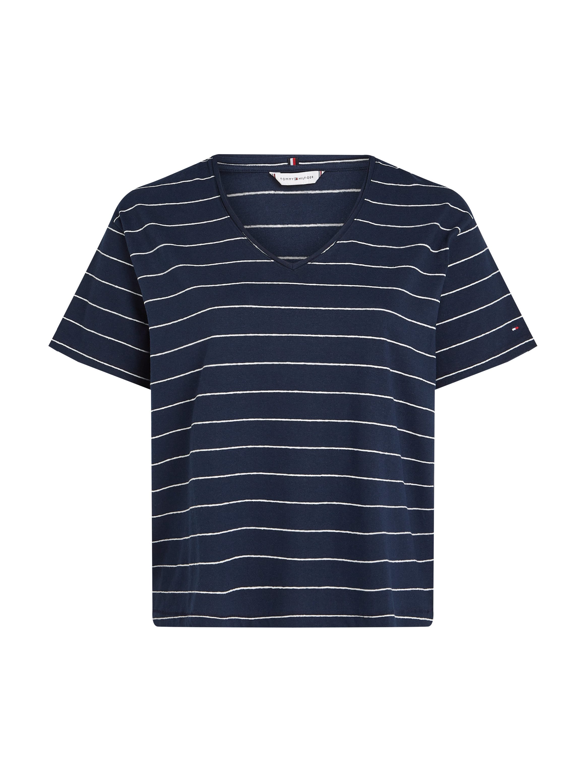 Tommy Hilfiger Curve Shirt met V-hals CRV MODERN CO LINEN V-NK SS