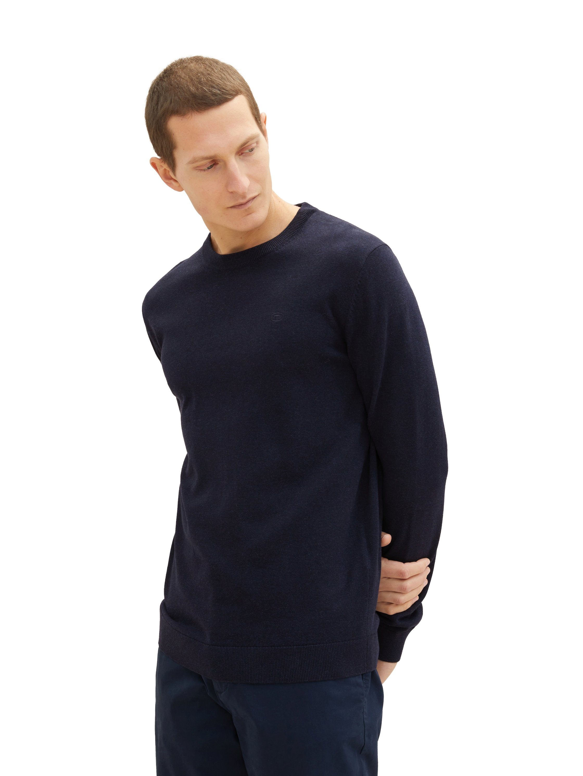 Tom Tailor Trui met ronde hals met geborduurd logo