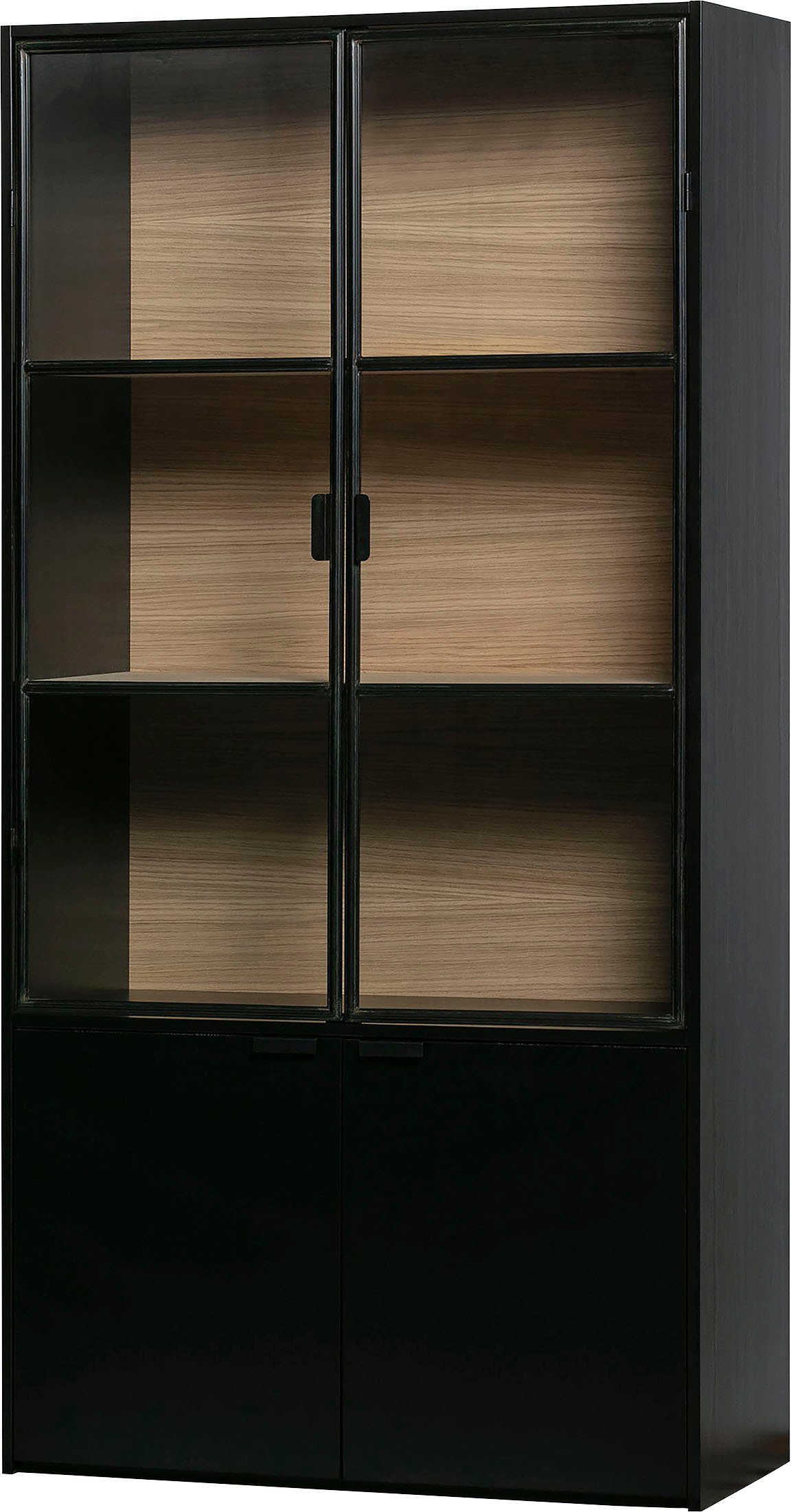 WOOOD Vitrinekast Silas met metalen deuren, h 200 cm x b 100 cm