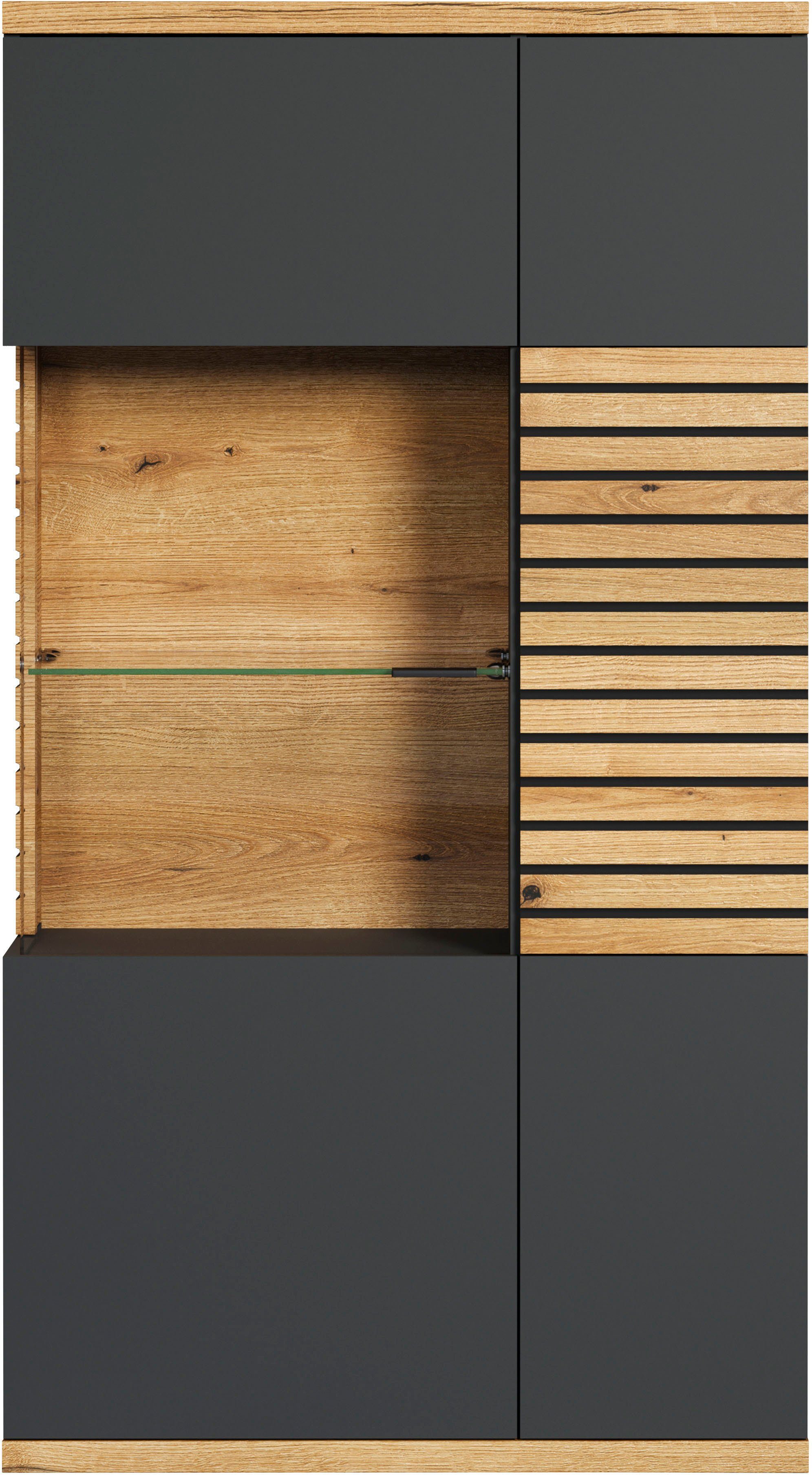 INOSIGN Highboard GALWAY Vitrine in trendy ribbellook met veel opbergruimte - Soft-Close