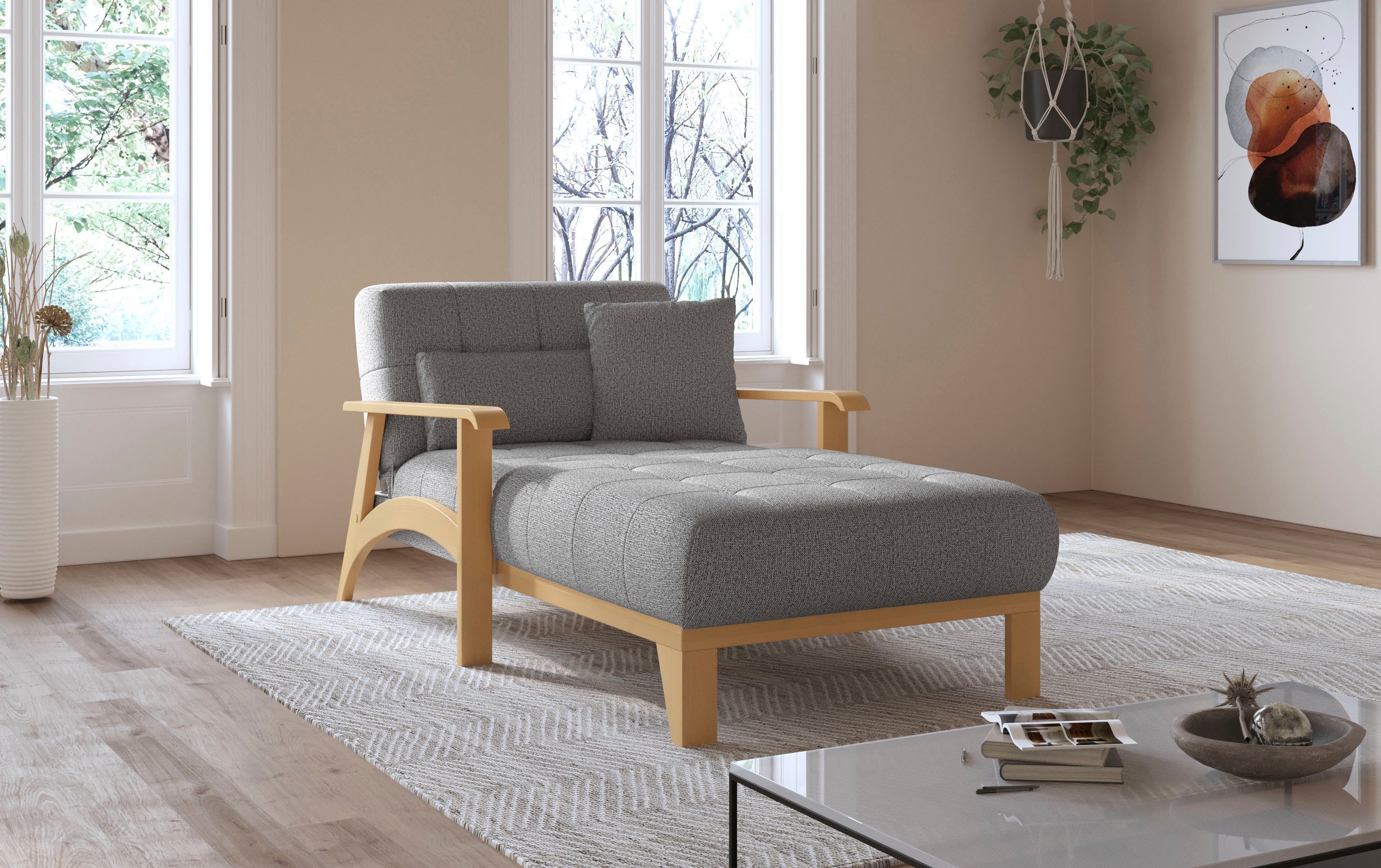 sit&more Récamier Billund Armleuningen van eikenkleurig beukenhout, verschillende bekledingen en kleuren
