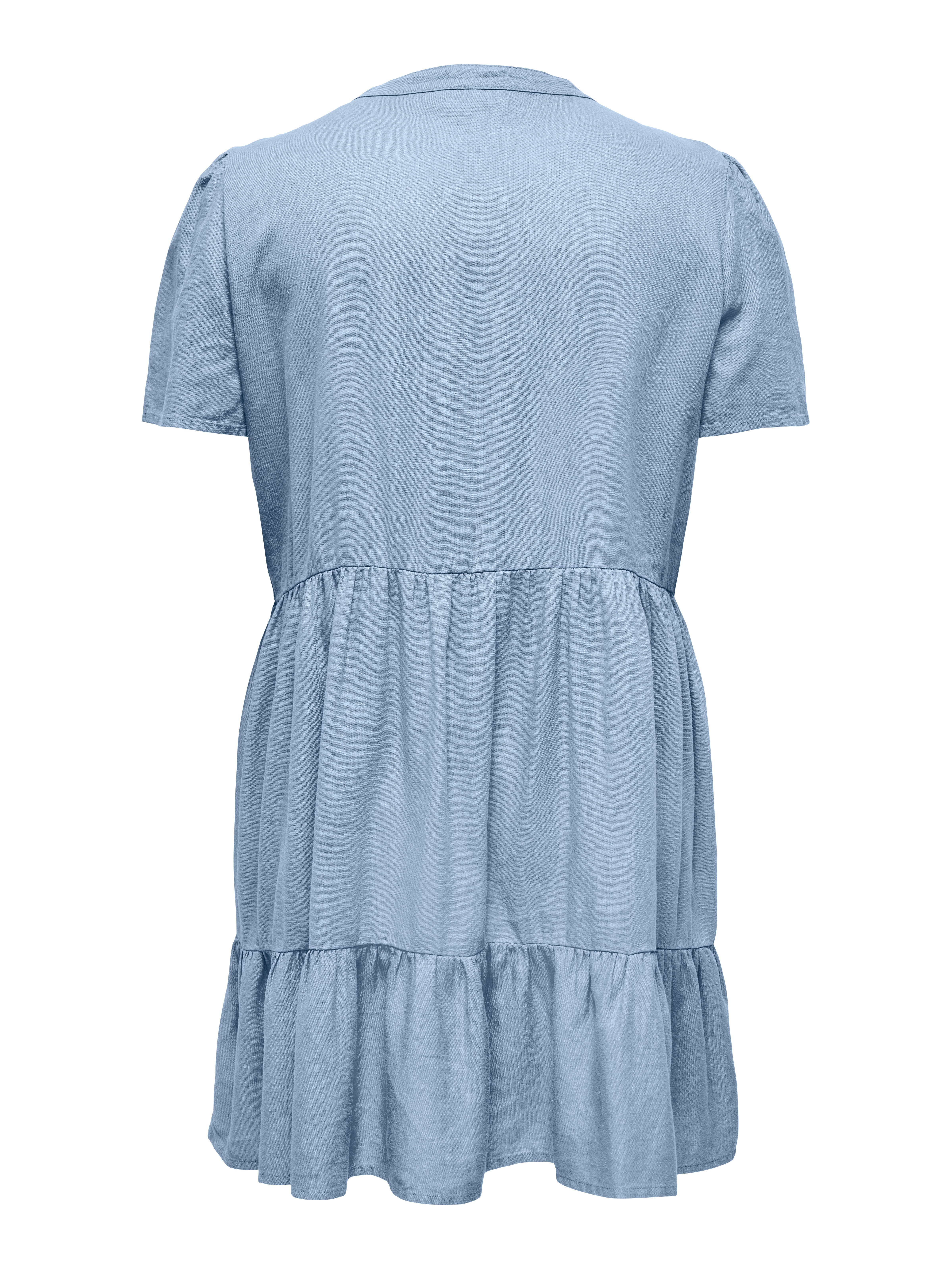 ONLY CARMAKOMA Mini-jurk CARTIRI-CARO S/S V-NECK LIN DRESS TLR