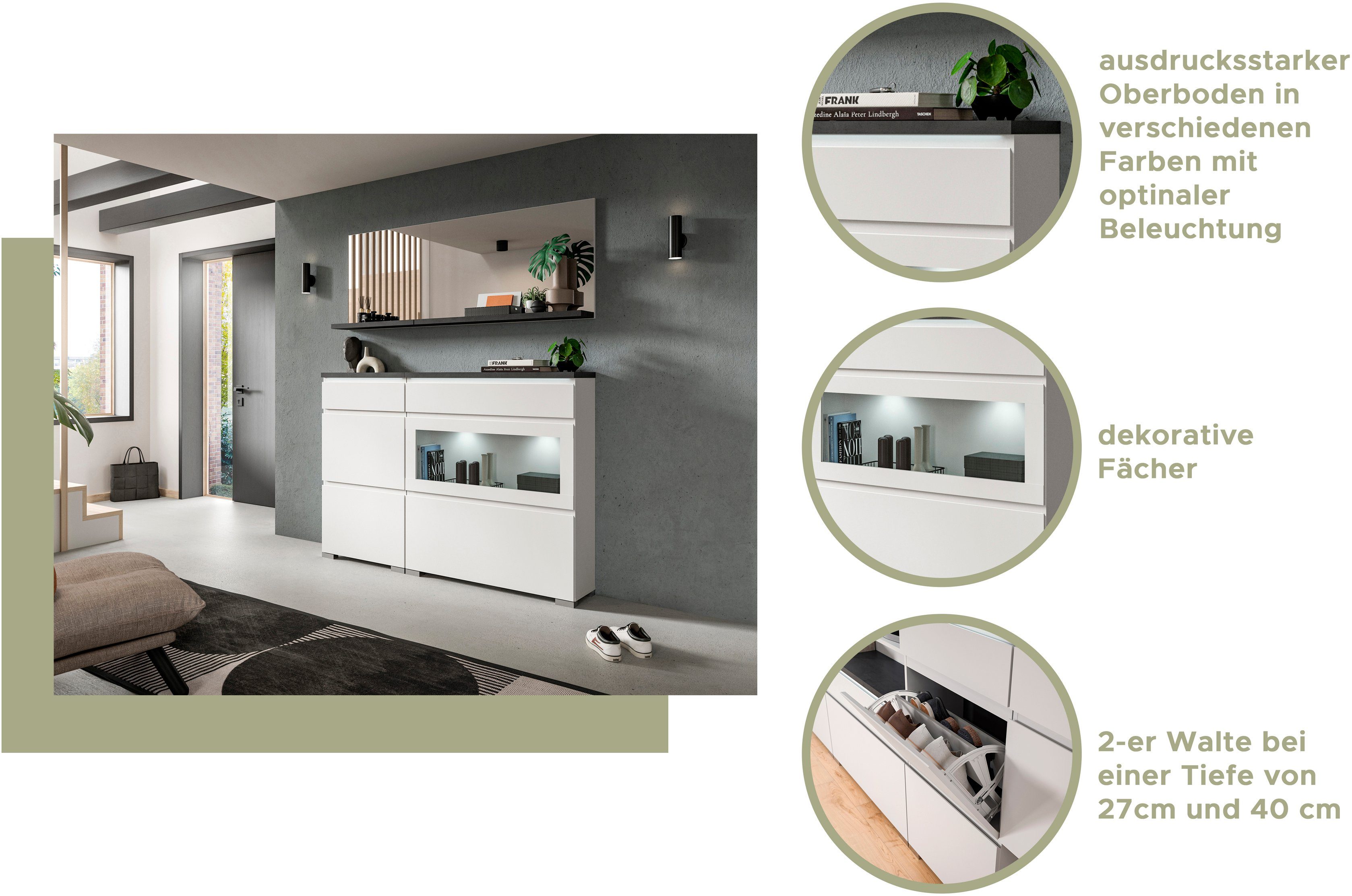 INOSIGN Schoenenkast Skoskap, Diepte 18 cm, 3 Deurtjes met schoenrol, plaats voor 12 paar schoenen