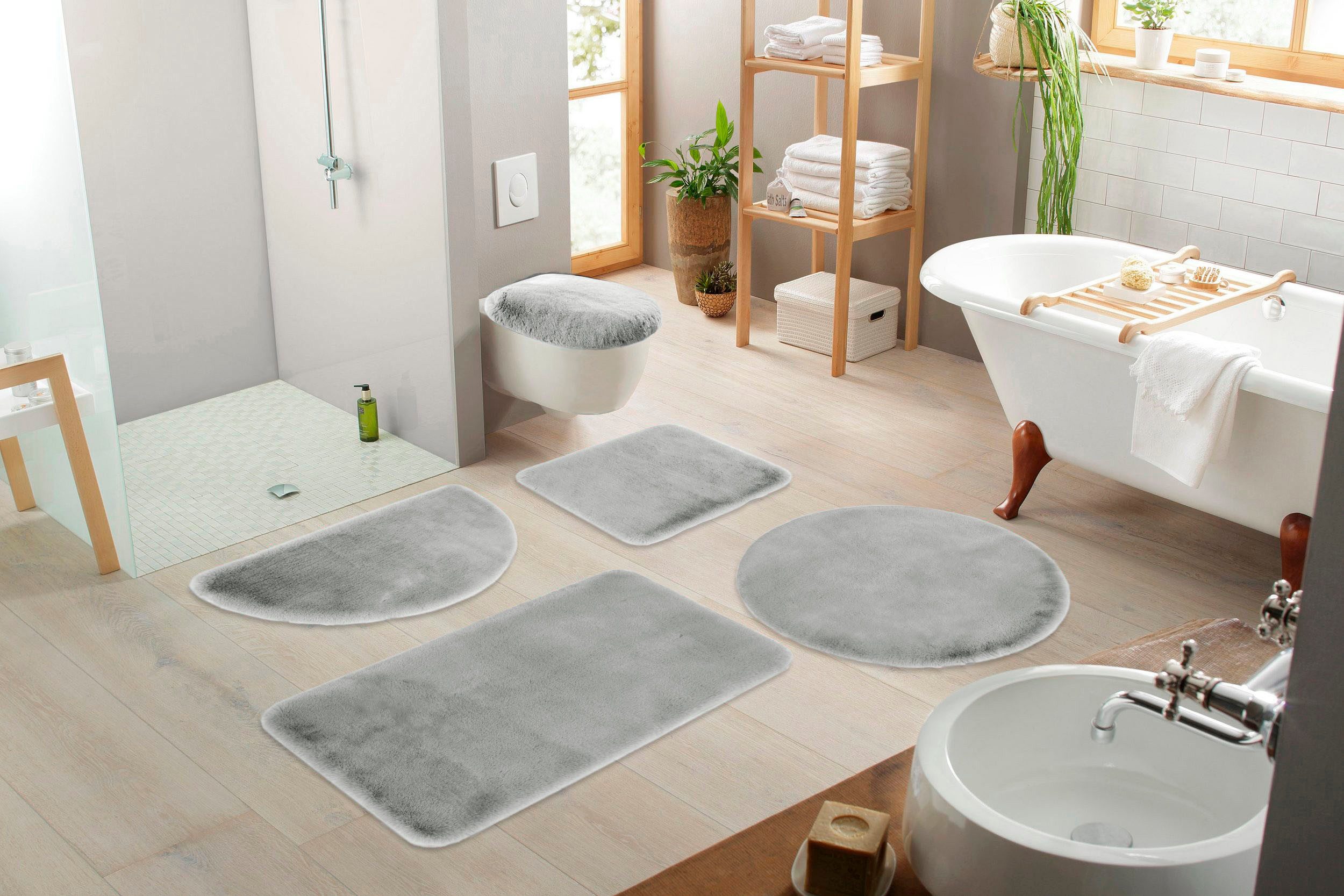 my home Badmat Rabbit badmatten, badmat, badkamer tapijt Konijnenbont-gevoel, badmat, rechthoekig, rond & als 3-delige set