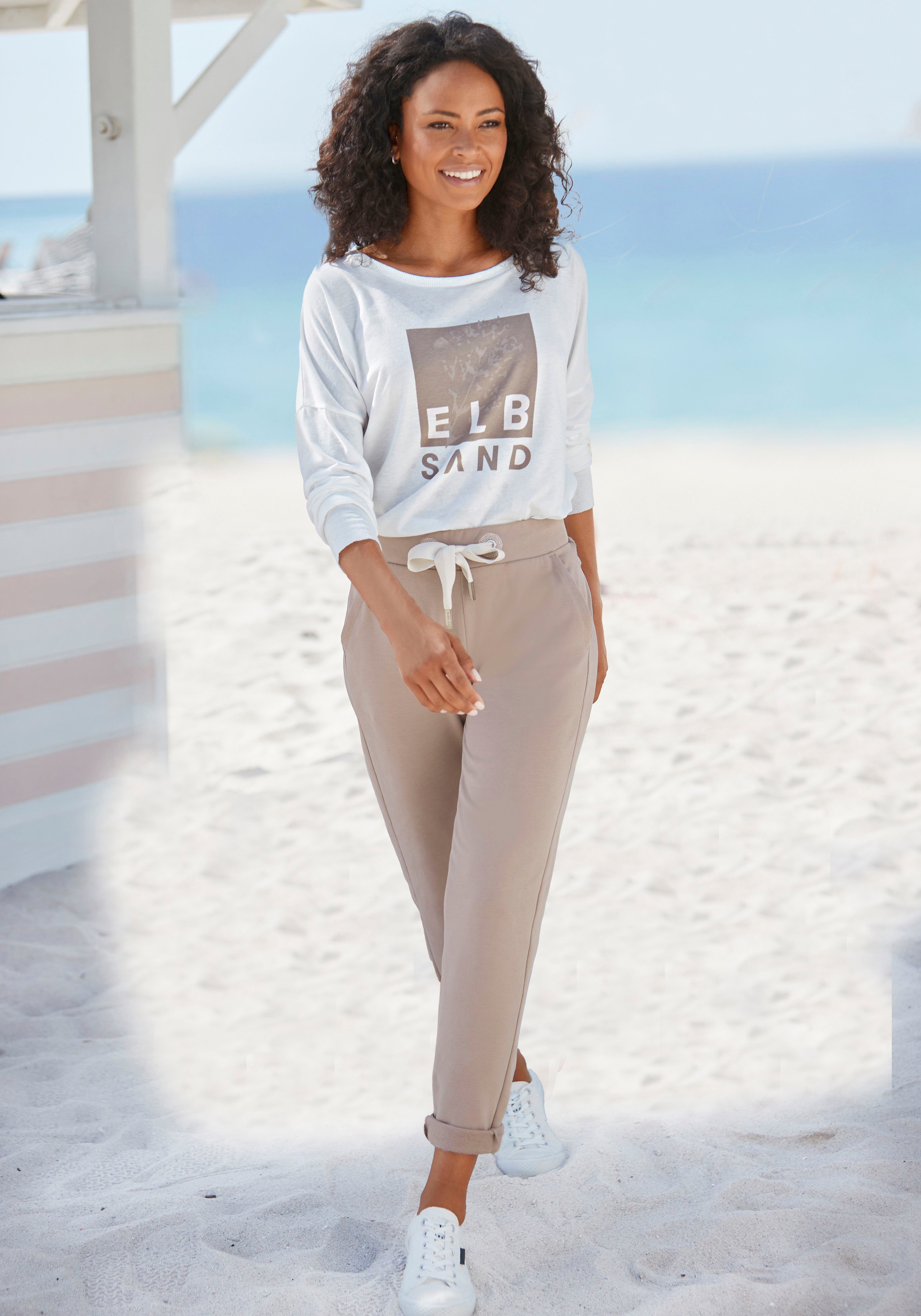 Elbsand Shirt met lange mouwen met logoprint katoenmix sportief-casual
