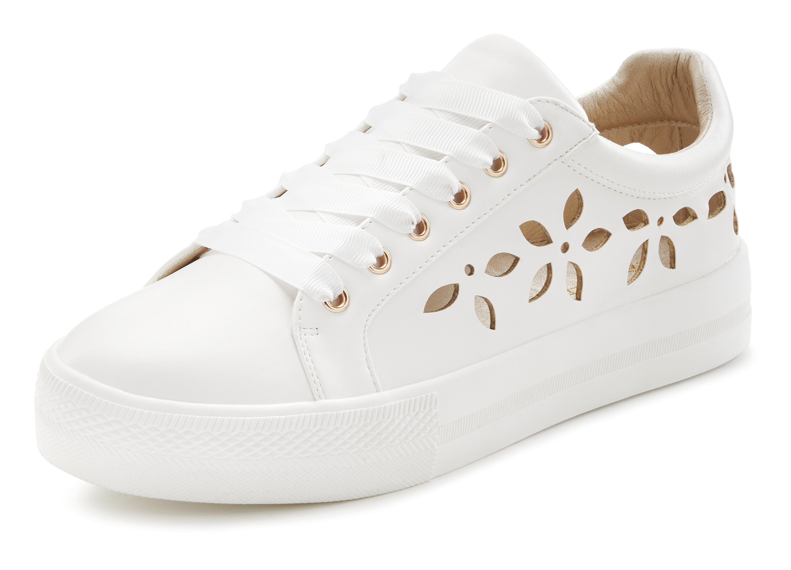 Lascana Sneakers met kleine cut-outs, veterschoenen, vrijetijdsschoenen vegan