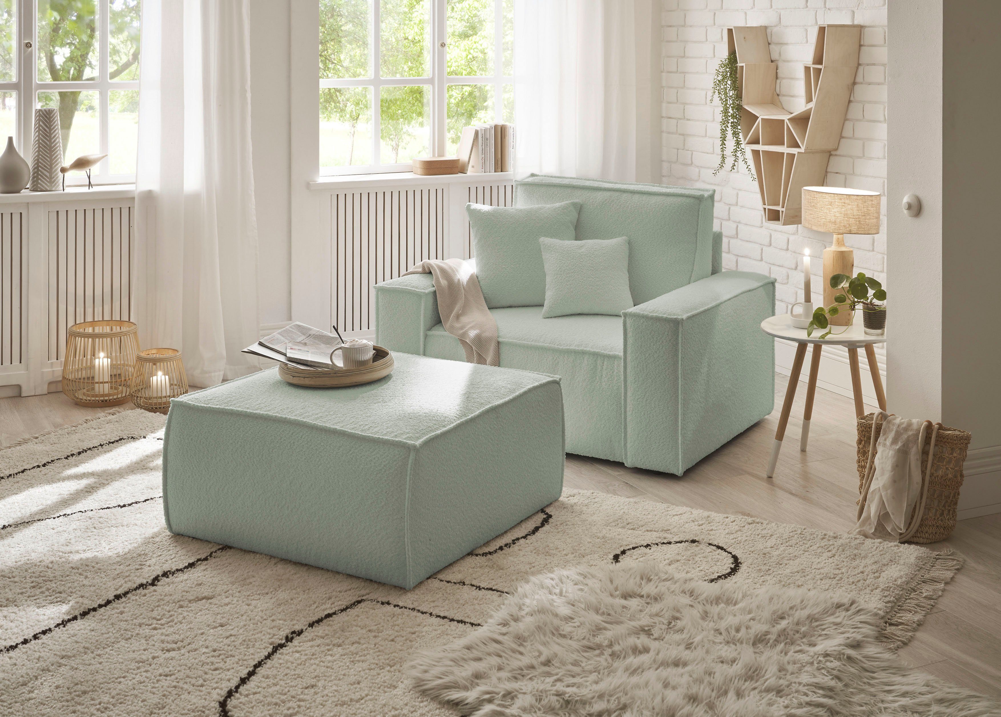 andas Loveseat Finnley Loveseat en hocker als set, passend bij de bekleding-serie Finnley (2-delig)