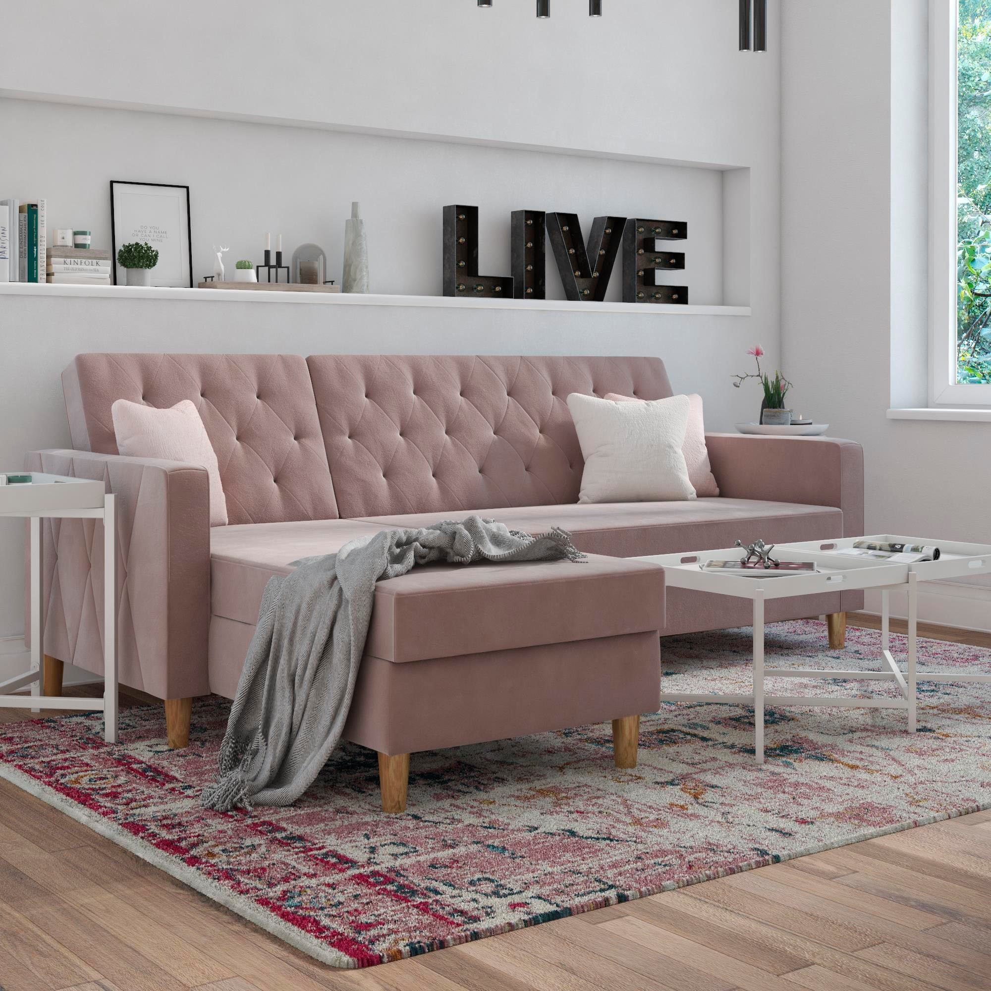 CosmoLiving by Cosmopolitan Hoekbank Liberty, L-vorm met slaapfunctie, récamier aan beide kanten te monteren, zithoogte 43 cm