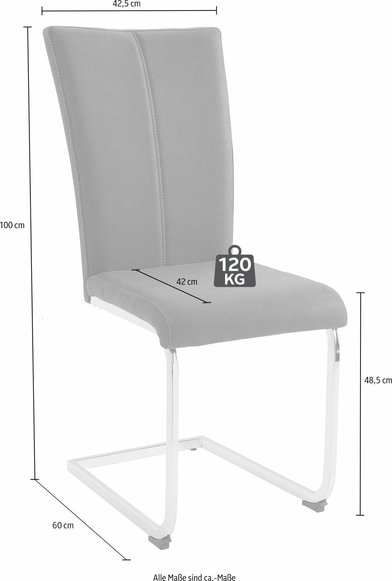 Home affaire Vrijdragende stoel Nils Stoel belastbaar tot 120 kg, frame metaal in chroom-look of zwart (set, 2 stuks)
