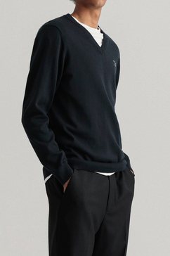 gant trui met v-hals classic cotton v-neck - new zwart