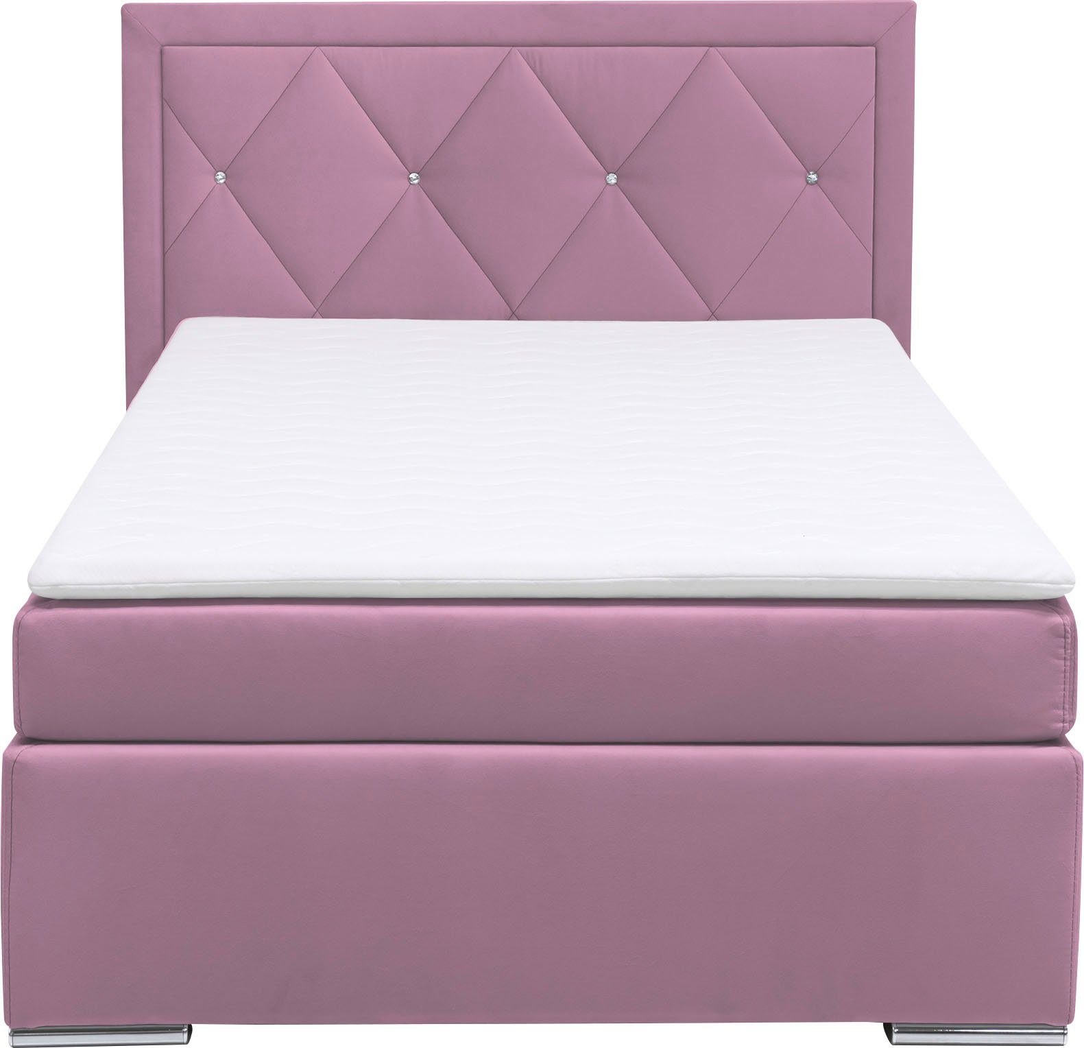 Leonique Boxspring Alfie, bestseller, optioneel met bedlade met strassteentjes in het hoofdbord, h2, h3 en h4 ter keuze
