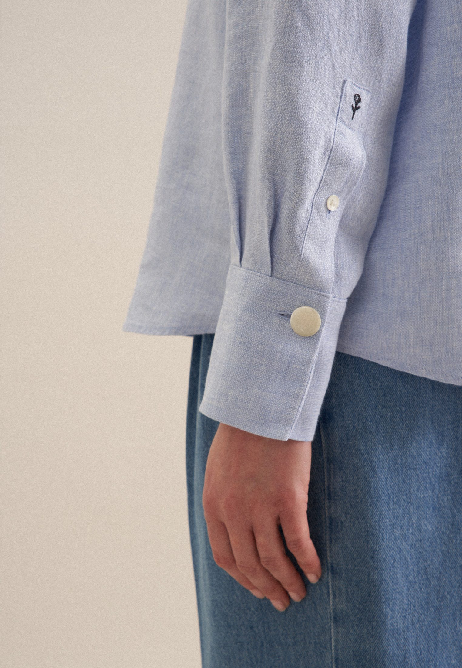 seidensticker Overhemdblouse Zwarte roos Lange mouwen kraag uni