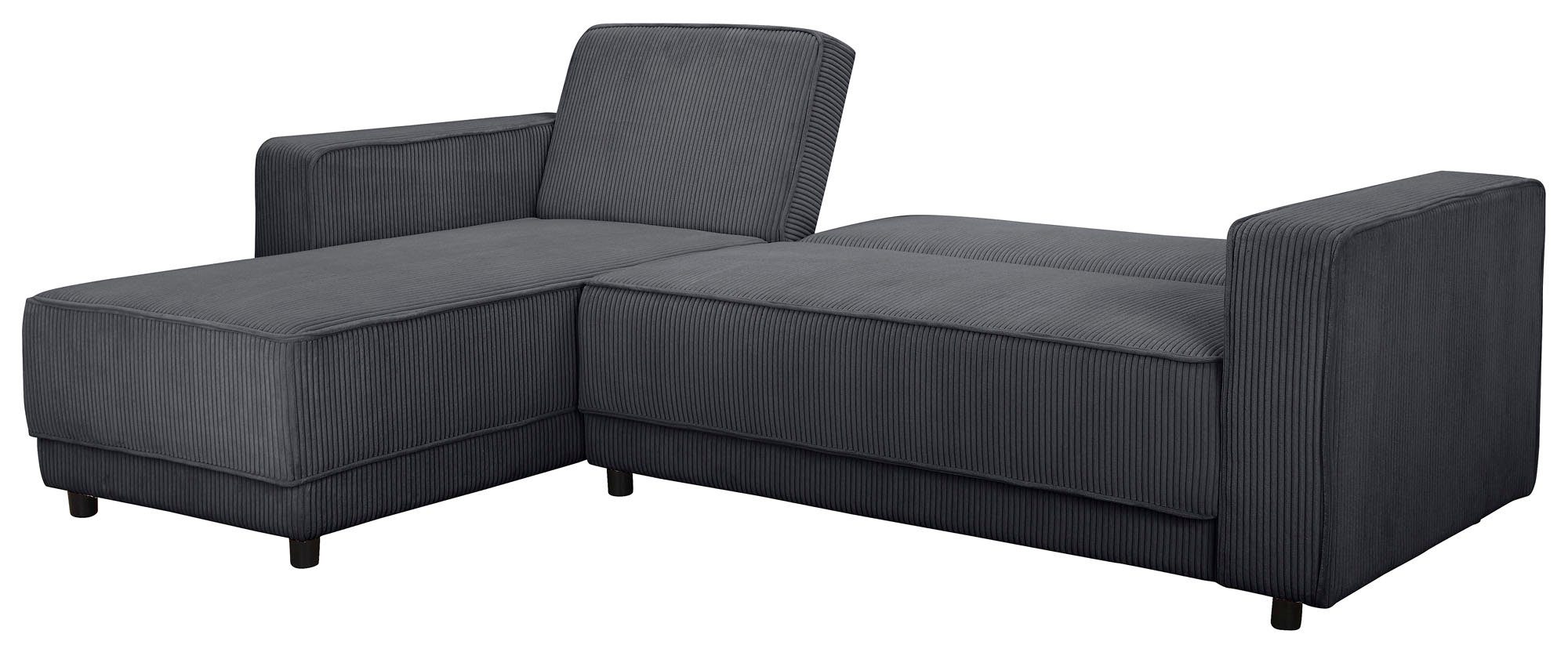 Dorel Home Hoekbank Allie slaapbank 230 cm met relaxfunctie in de rugleuning Slaapbank functie (108/194,5 cm), trendy ribfluweel of onderhoudsvriendelijk velours