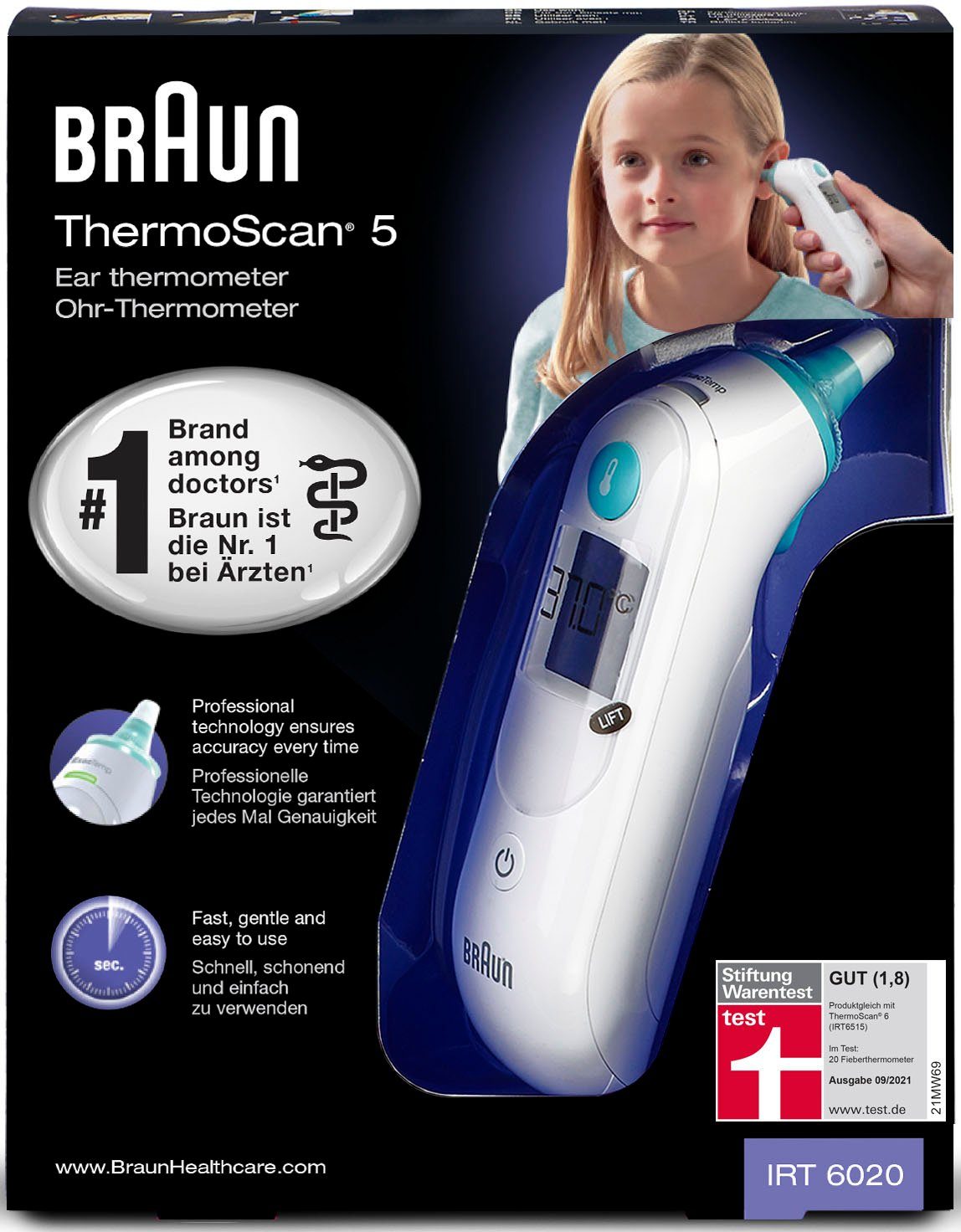 dynastie leeg verkopen Braun Oor-koortsthermometer ThermoScan 5 IRT6020 Inclusief 21  wegwerp-kapjes snel gevonden | OTTO