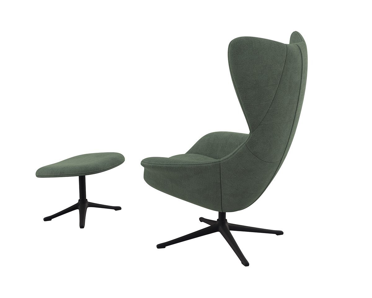 FLEXLUX Oorfauteuil Stilo relaxstoel, TV-stoel Solitaire, stijlicoon, draaibaar, zwarte poot