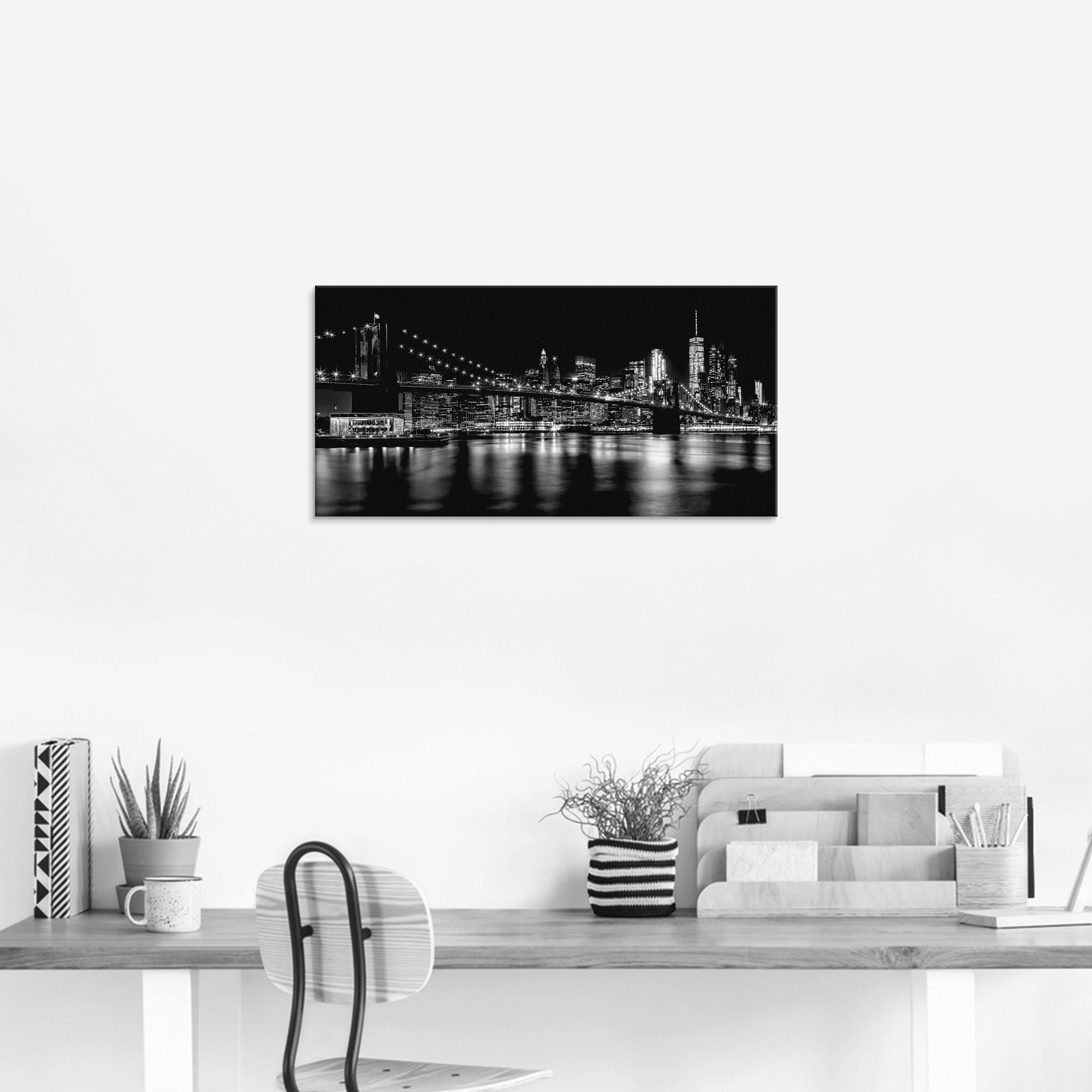 Artland Print op glas Manhattan skyline & Brooklyn Bridge I