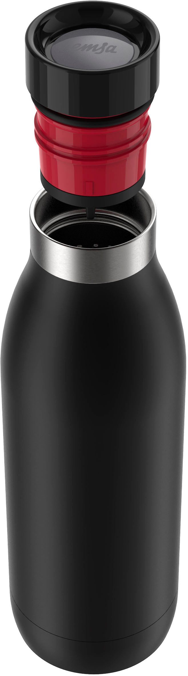 Emsa Thermosfles Drinkfles Bludrop Roestvrij staal, Quick-Press deksel, 360° drinkplezier, 12 uur warm/24 uur koel (1-delig)