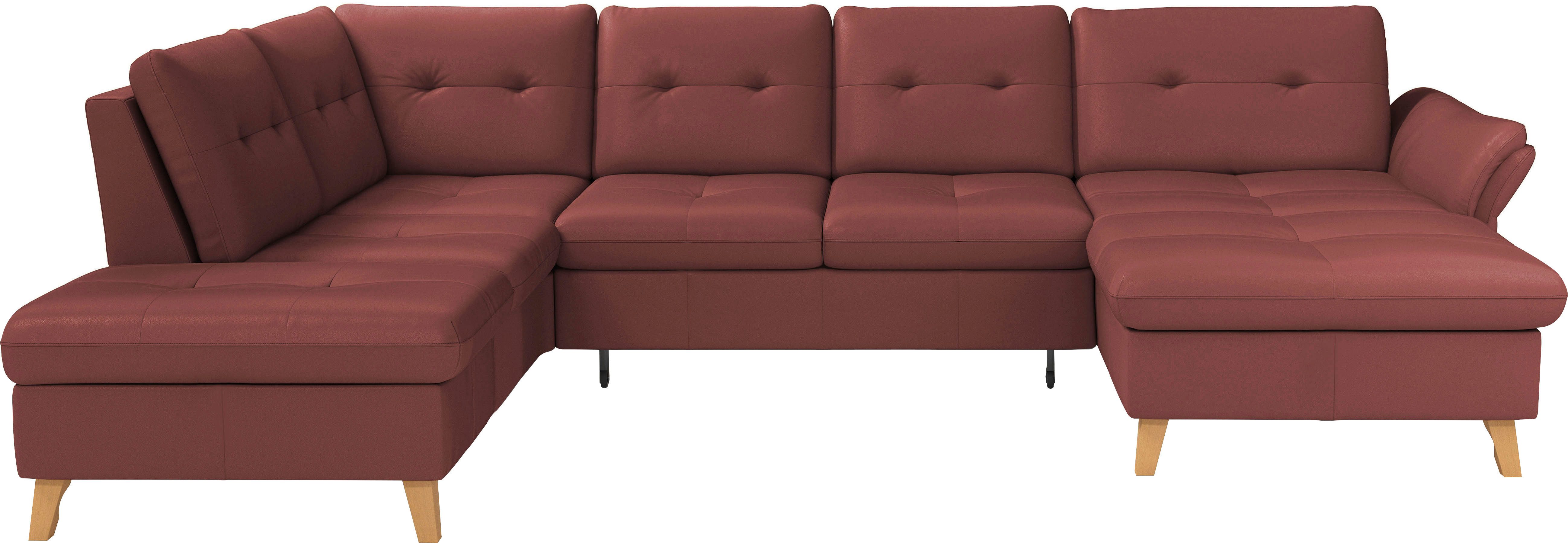 sit&more Zithoek Göteborg inclusief zitdiepteverstelling, optioneel met bedfunctie & bedlade rood, zithoeken, Breedte ligoppervlak: 133 cm, Lengte