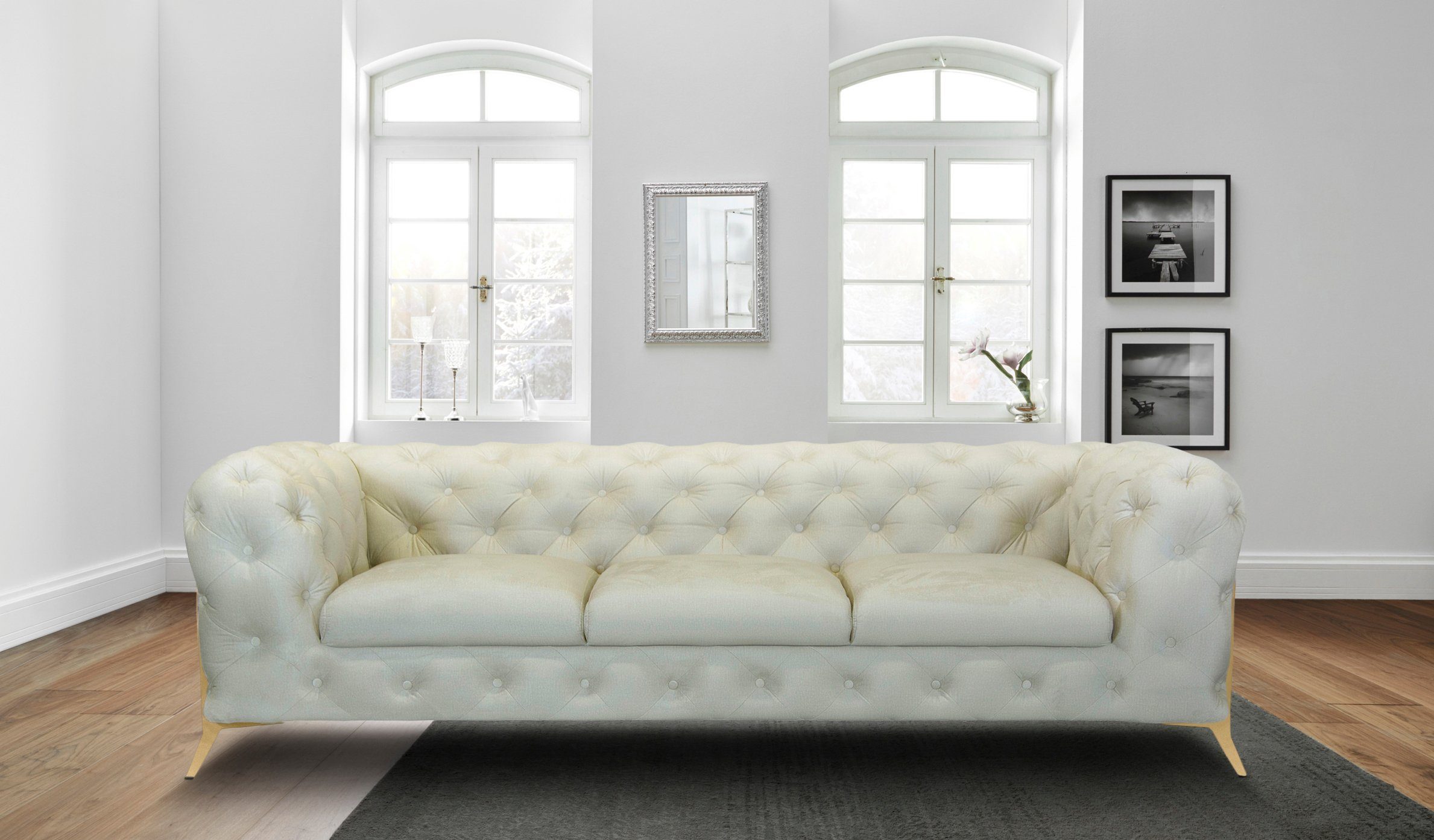 Leonique Chesterfield-bank Amaury luxueuze capitonnage, moderne chesterfield look, kleur van de poten ter keuze