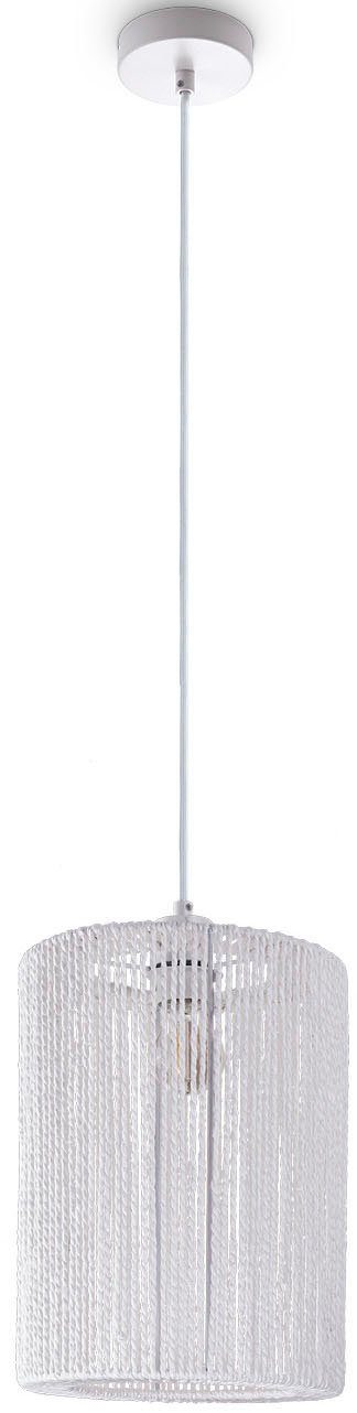Paco Home Hanglamp Hugo Ricarda Woonkamer eetkamer rattan look Boho lampenkap papier rond