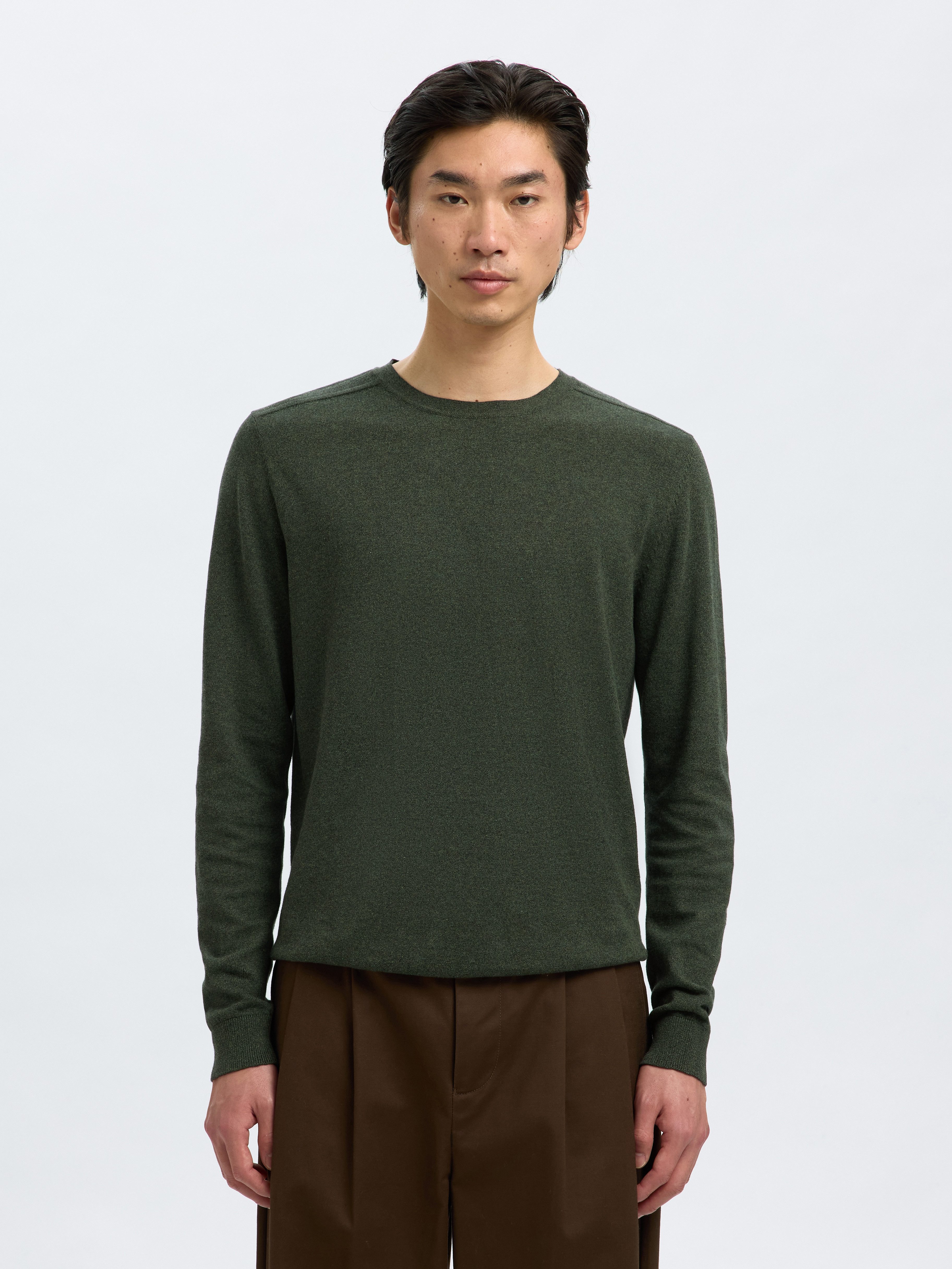 SELECTED HOMME Gebreide trui SLHBERG CREW NECK NOOS heren pullovers maat S groen