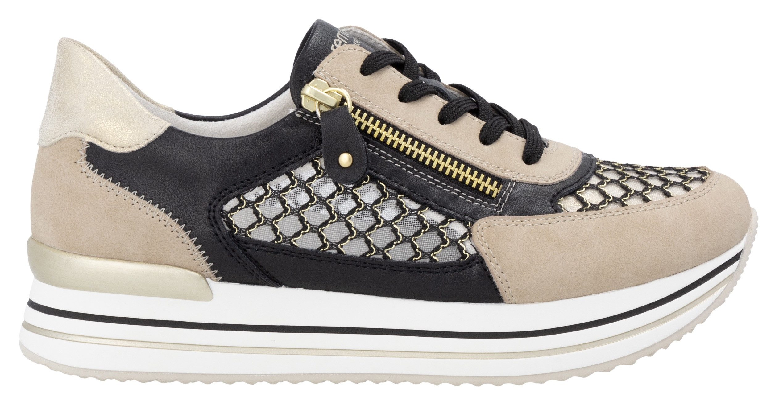 Remonte Plateausneakers , vrijetijdsschoen, lage schoen, veterschoen, vegan, contrastafwerking