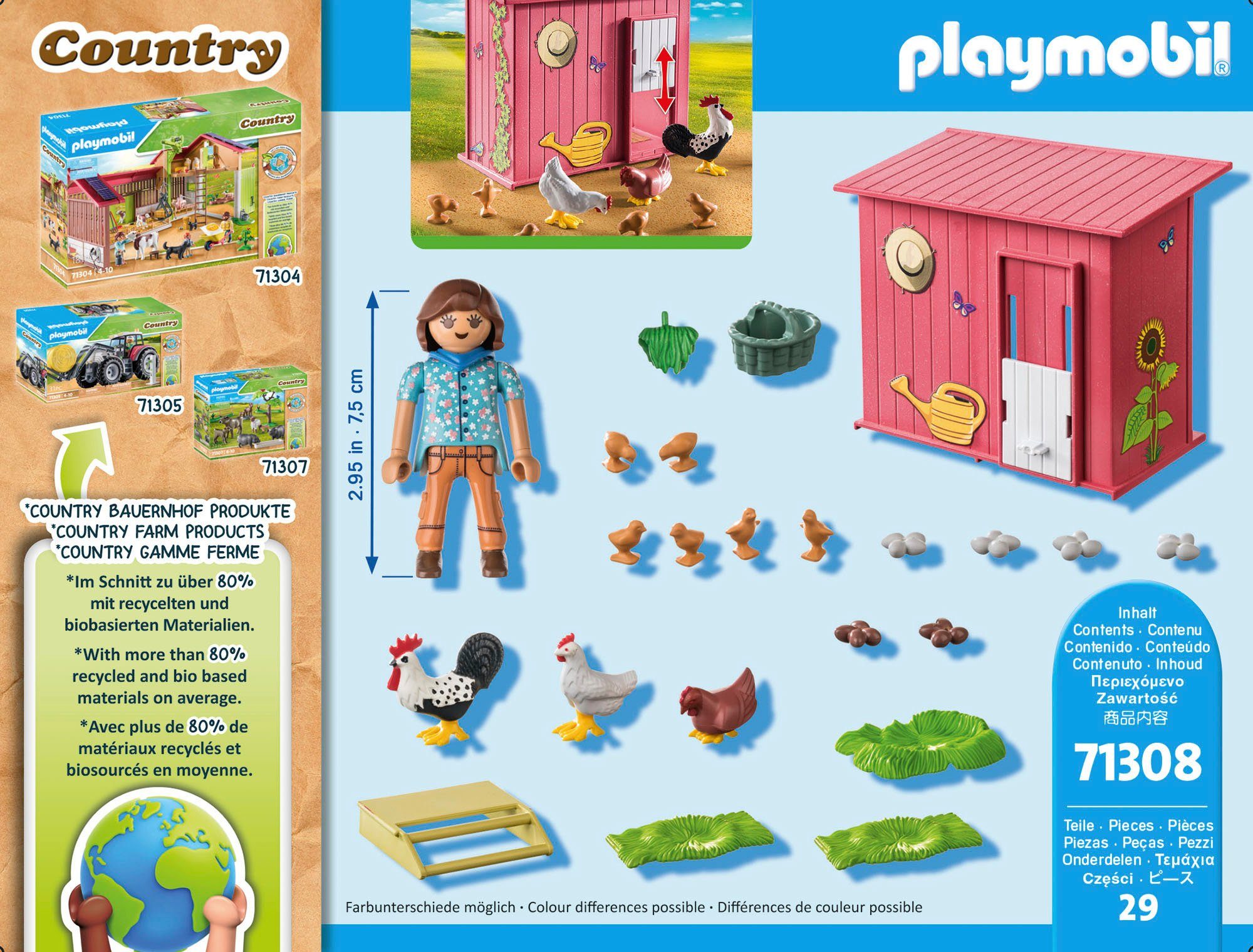 Playmobil® Constructie-speelset Kippen met kuiken (71308), country gedeeltelijk van gerecycled materiaal, made in germany (29-delig)