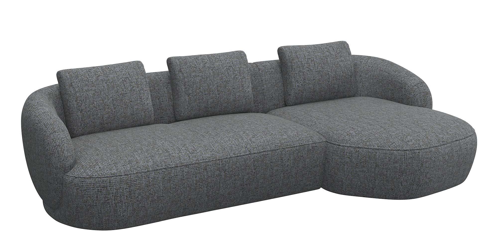 FLEXLUX Zithoek Torino, rond, L-vorm, bankhoek met recamière, longchair-sofa
