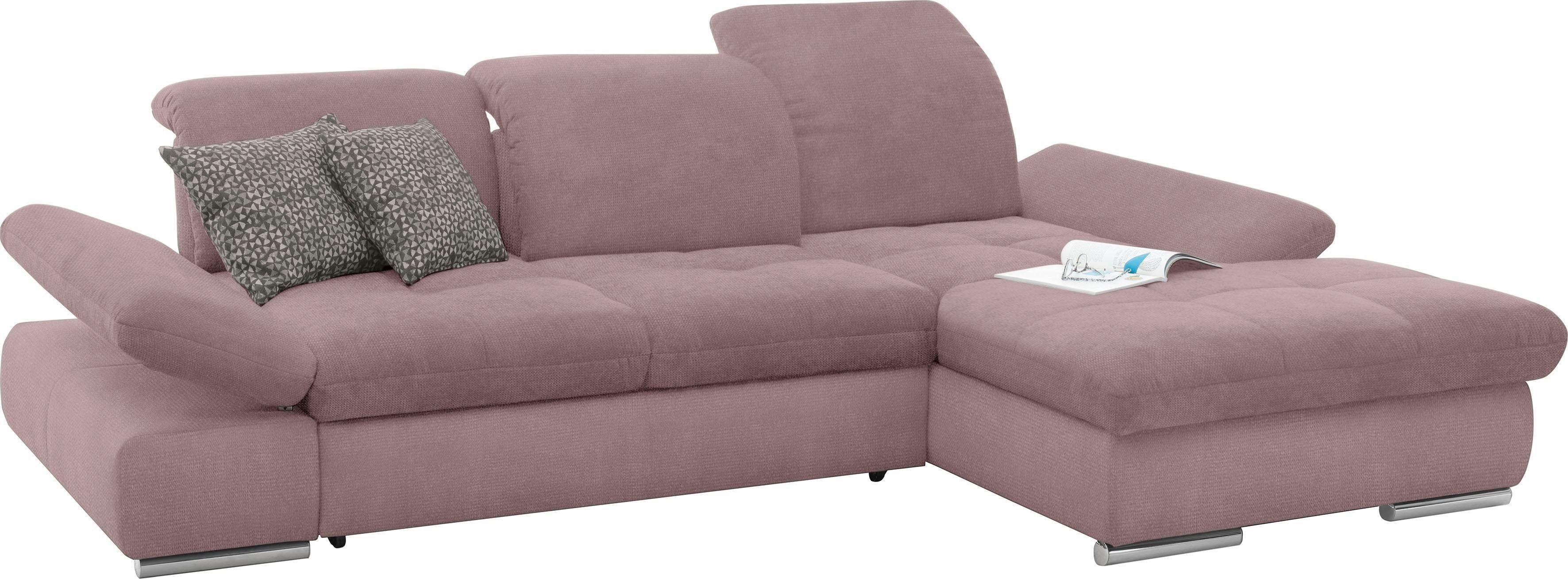 set one by Musterring Hoekbank SO4100 V met verstelbare hoofdeinden, optioneel met functies, cord bekleding