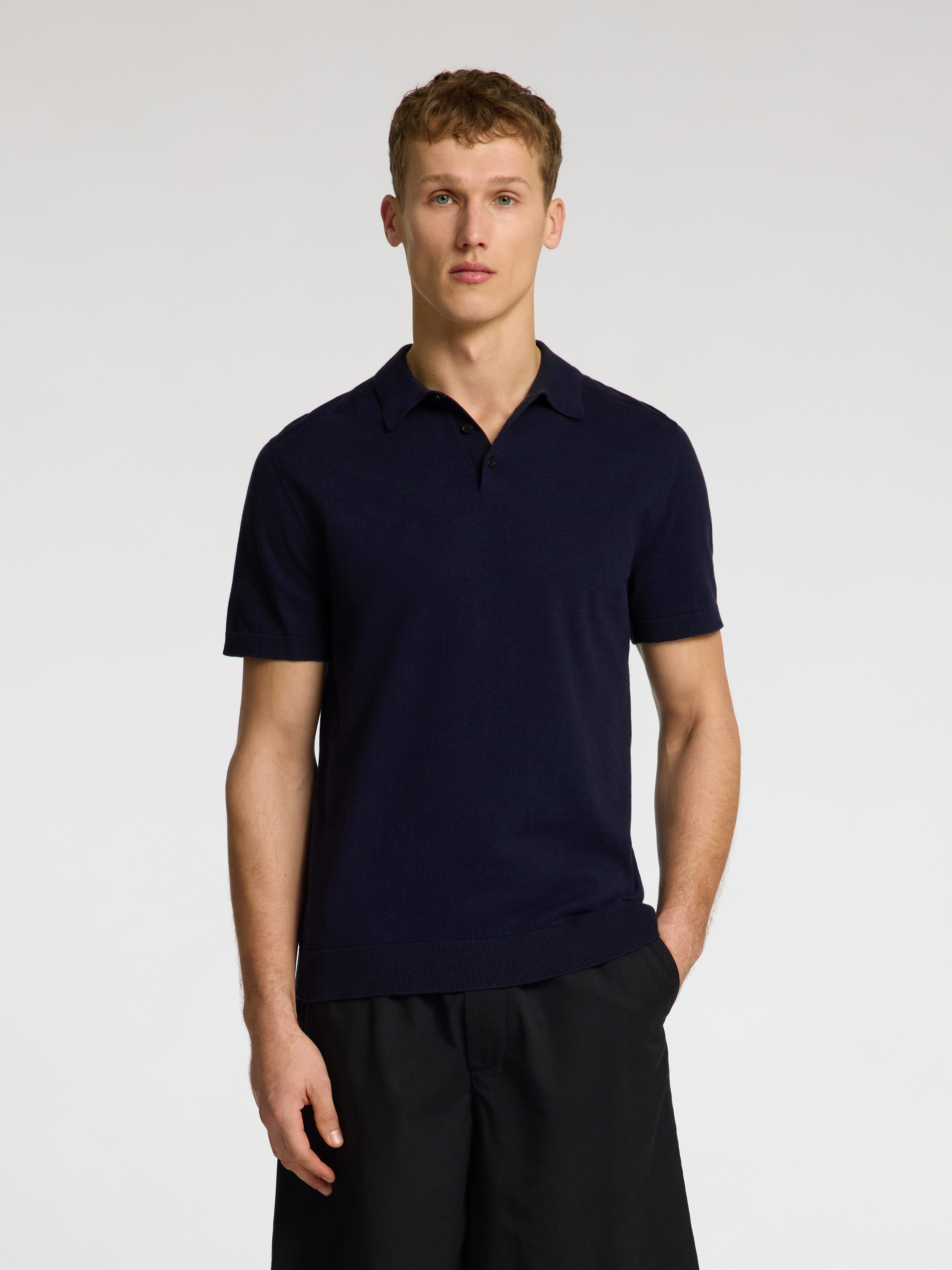 SELECTED HOMME Poloshirt SLHBERG SS KNIT POLO NOOS heren poloshirts maat XL blauw