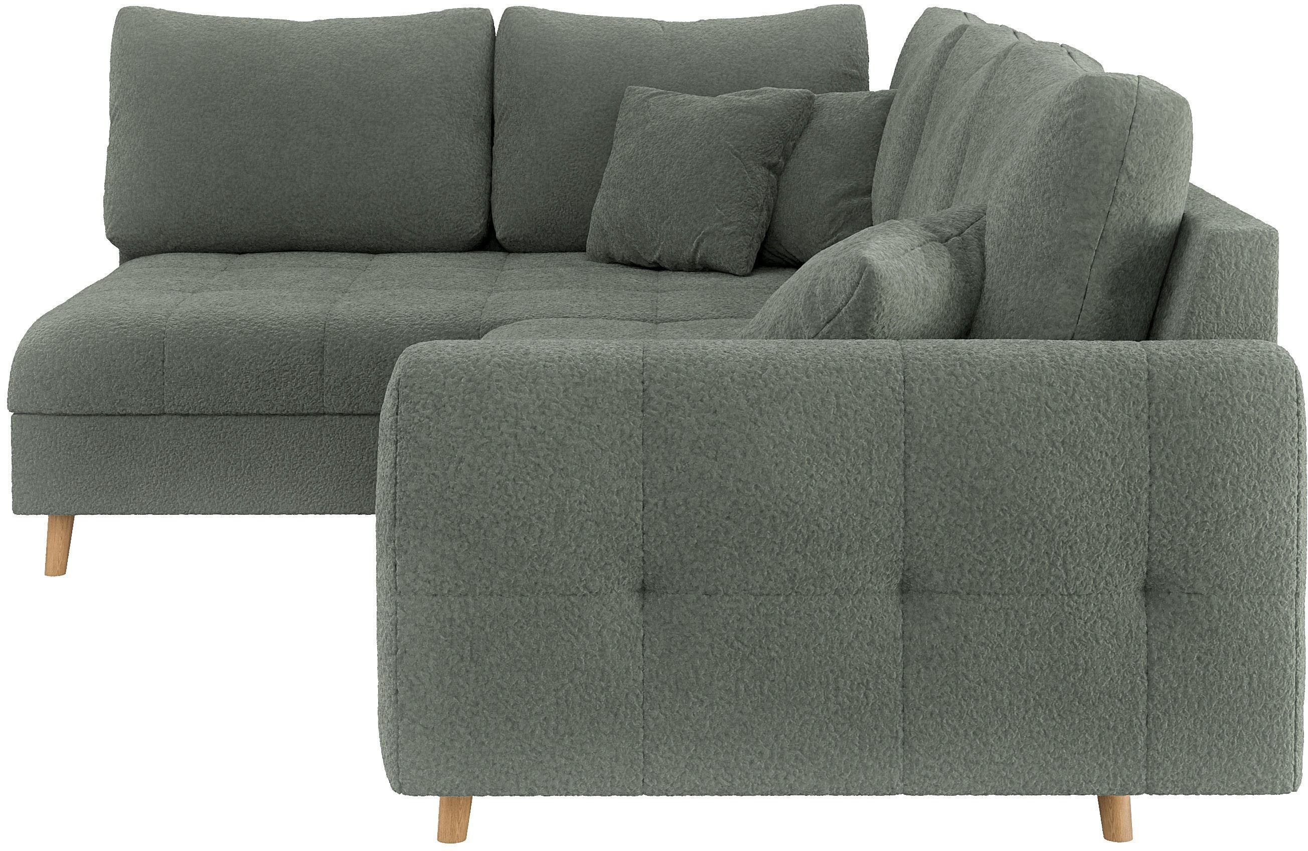 Home affaire Hoekbank CHARRE L-vorm met ottomane, afmetingen B/D/H: 231/161/81 cm fijne stiksels, losse rug- en sierkussens, ook in cord en bouclé