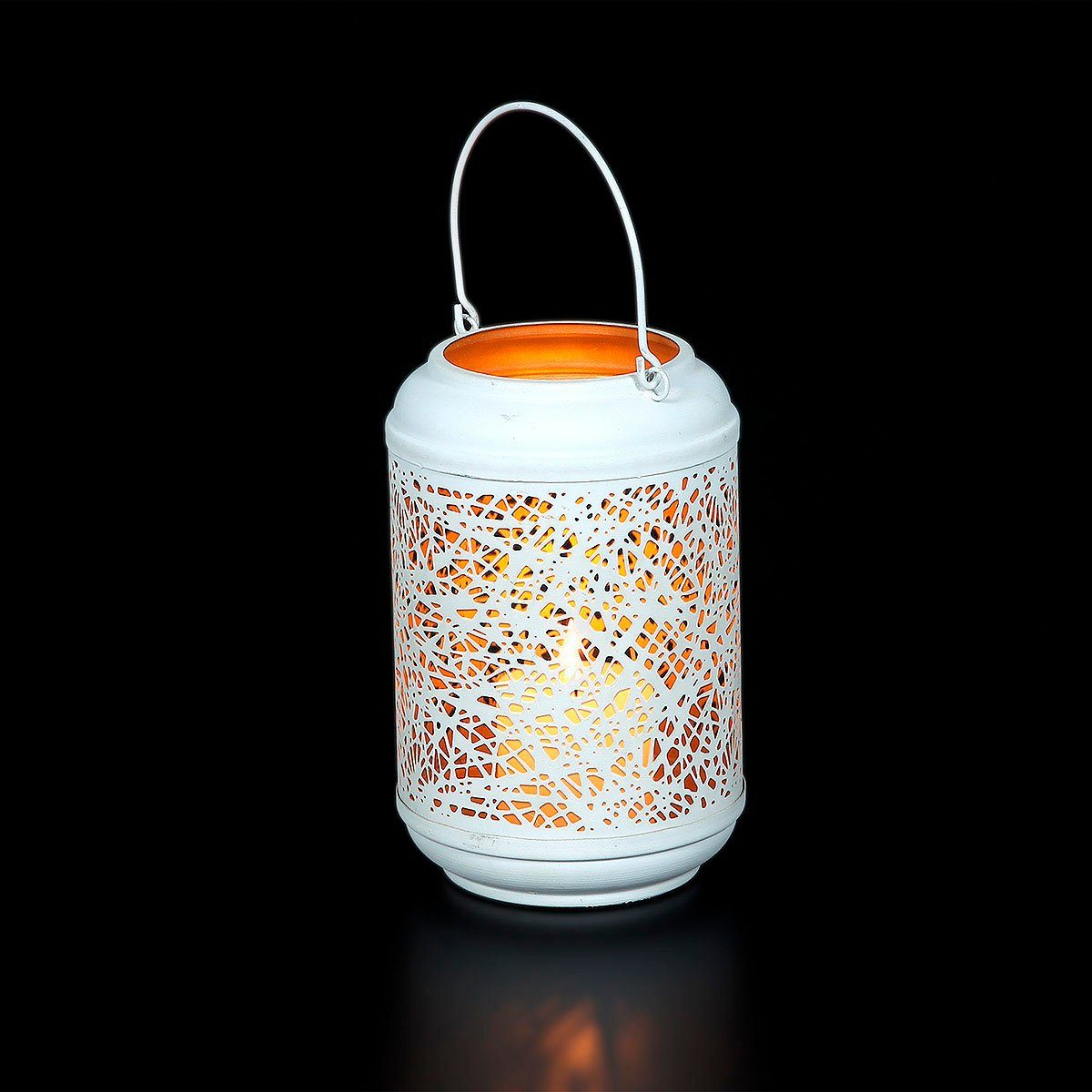Ambiente Haus Lantaarn met kaars Lantaarn van metaal in wit - (H) 24 cm (1 stuk)