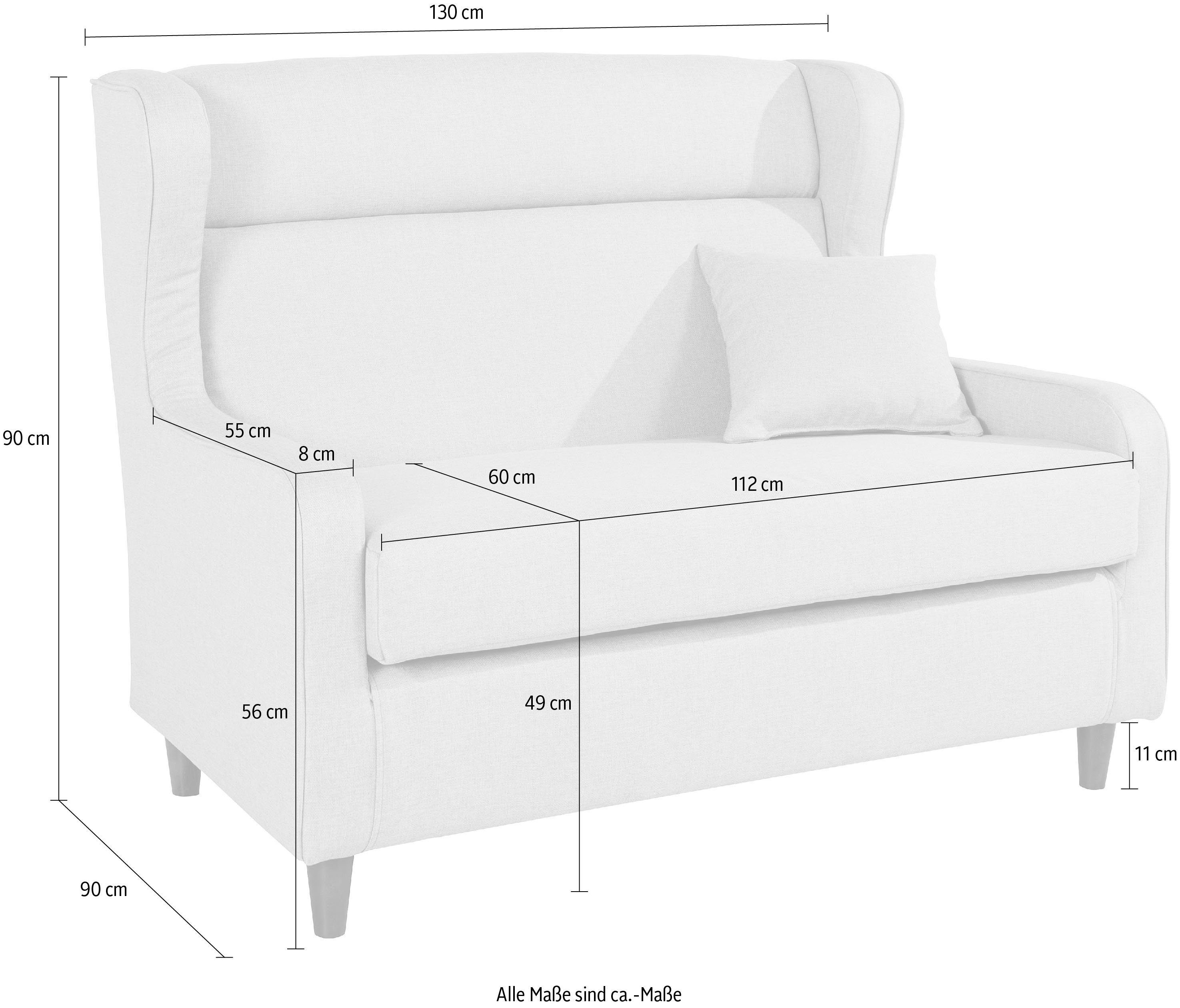 COLLECTION AB Oorfauteuil MIKE Breedte 130 cm, 1 sierkussen meegeleverd