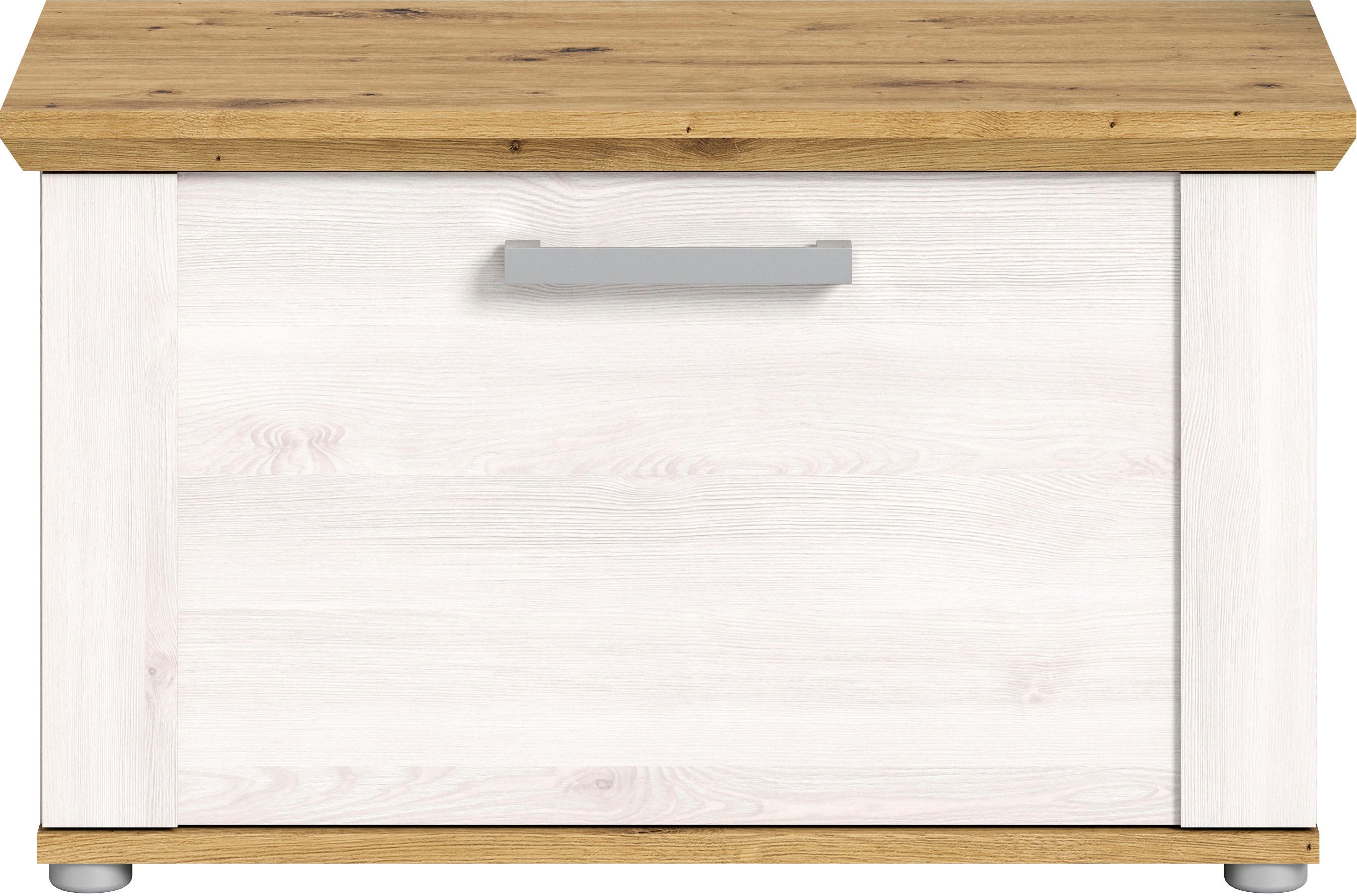 Home affaire Zitbank Cosenza, Breedte 80 cm, 1 Deurtje, 2 Planken, 2-kleurig in landelijke stijl, bank, schoenenbank, garderobenbank, halbank