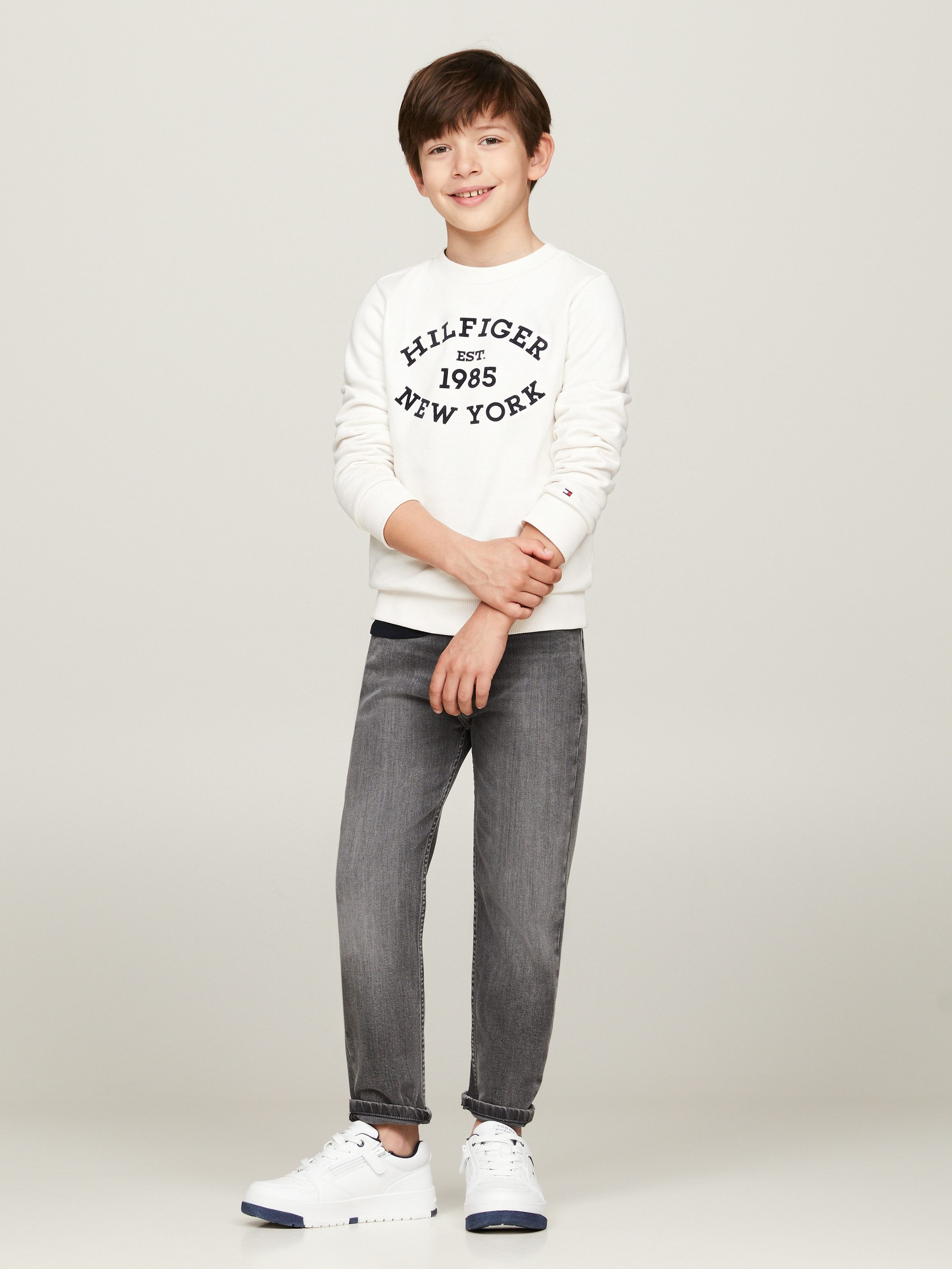 Tommy Hilfiger Sweatshirt MONOTYPE FLOCK REG SWEATSHIRT Kinderen tot 16 jaar met logo tekst