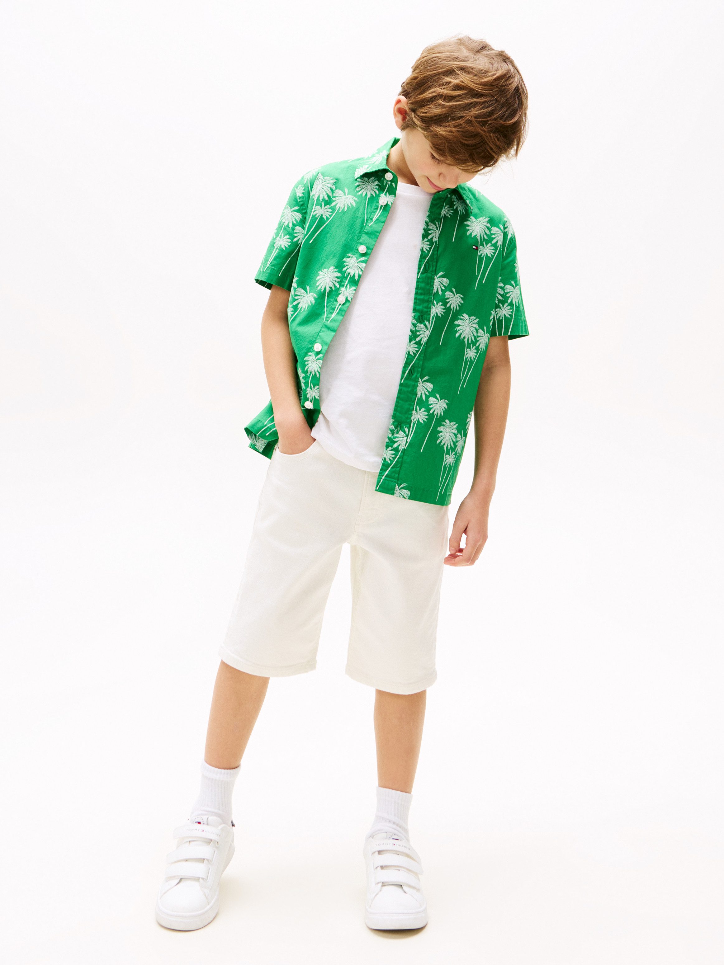 Tommy Hilfiger Shirt met korte mouwen STRETCH POPLIN PRINTED SHIRT SS