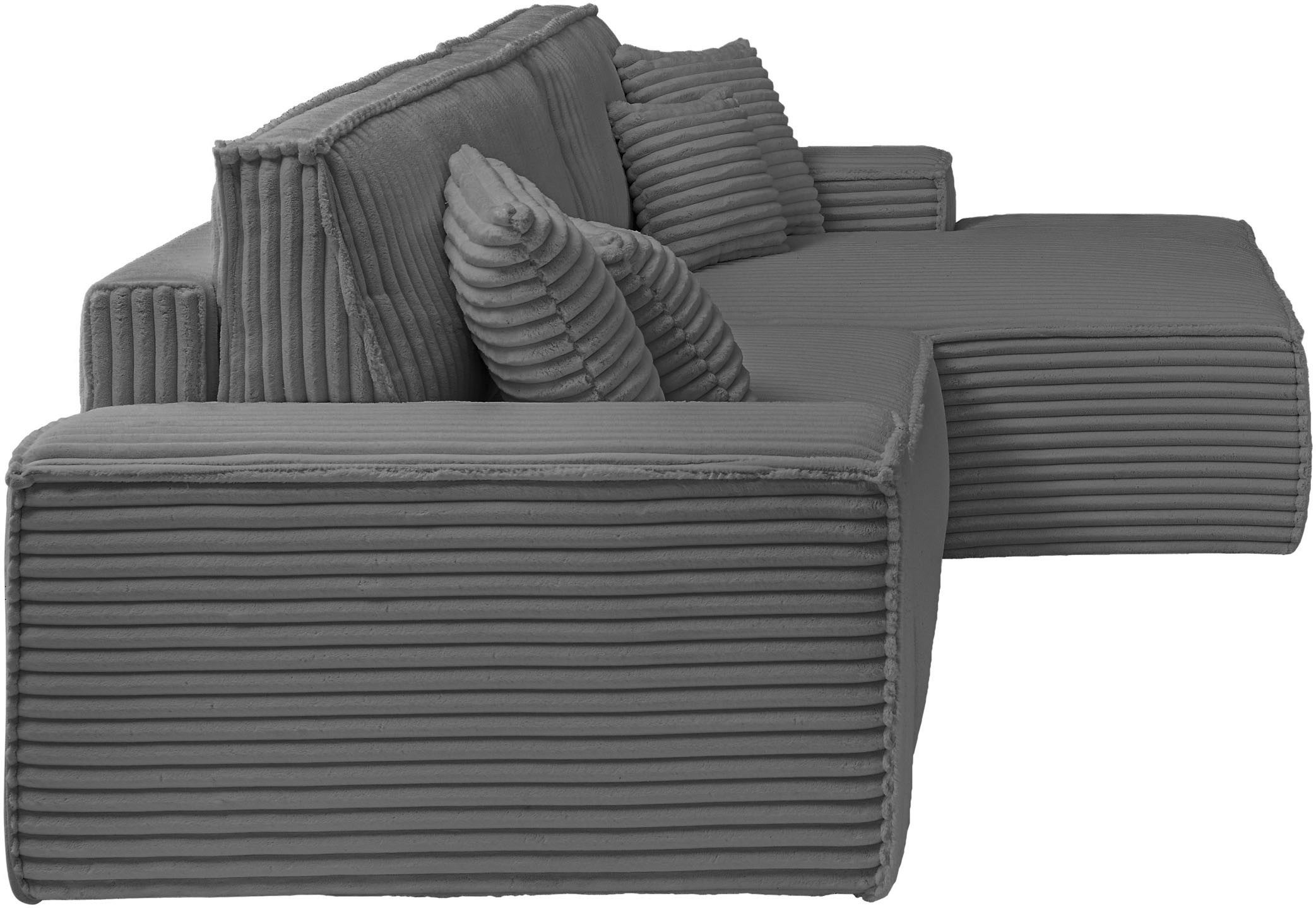 andas Hoekbank Finnley slaapbank 267 cm in Bouclé, fijne structuur en cord, L-vorm