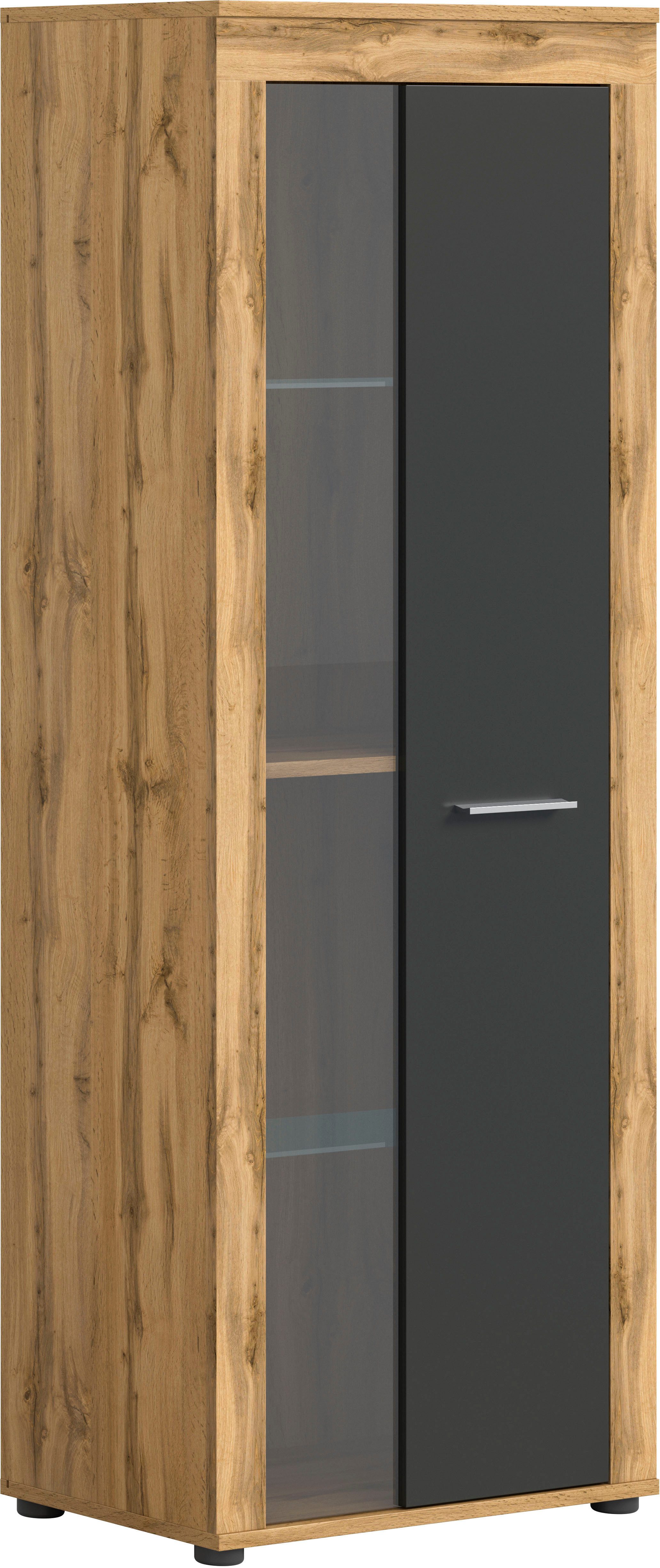 INOSIGN Vitrinekast Aosta, hoogte 159 cm, in verschillende kleuruitvoeringen 1 deur, 3 legplanken, 4 vakken, woonkamer, staande vitrine, glazen vitrine