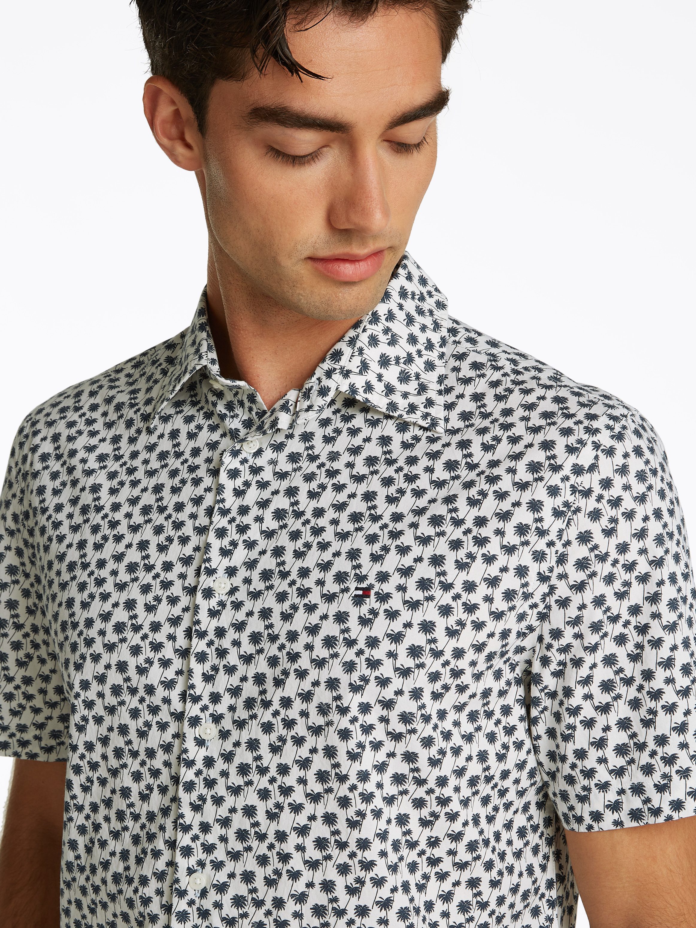 Tommy Hilfiger Overhemd met korte mouwen FLEX POPLIN PALM SS SF SHIRT