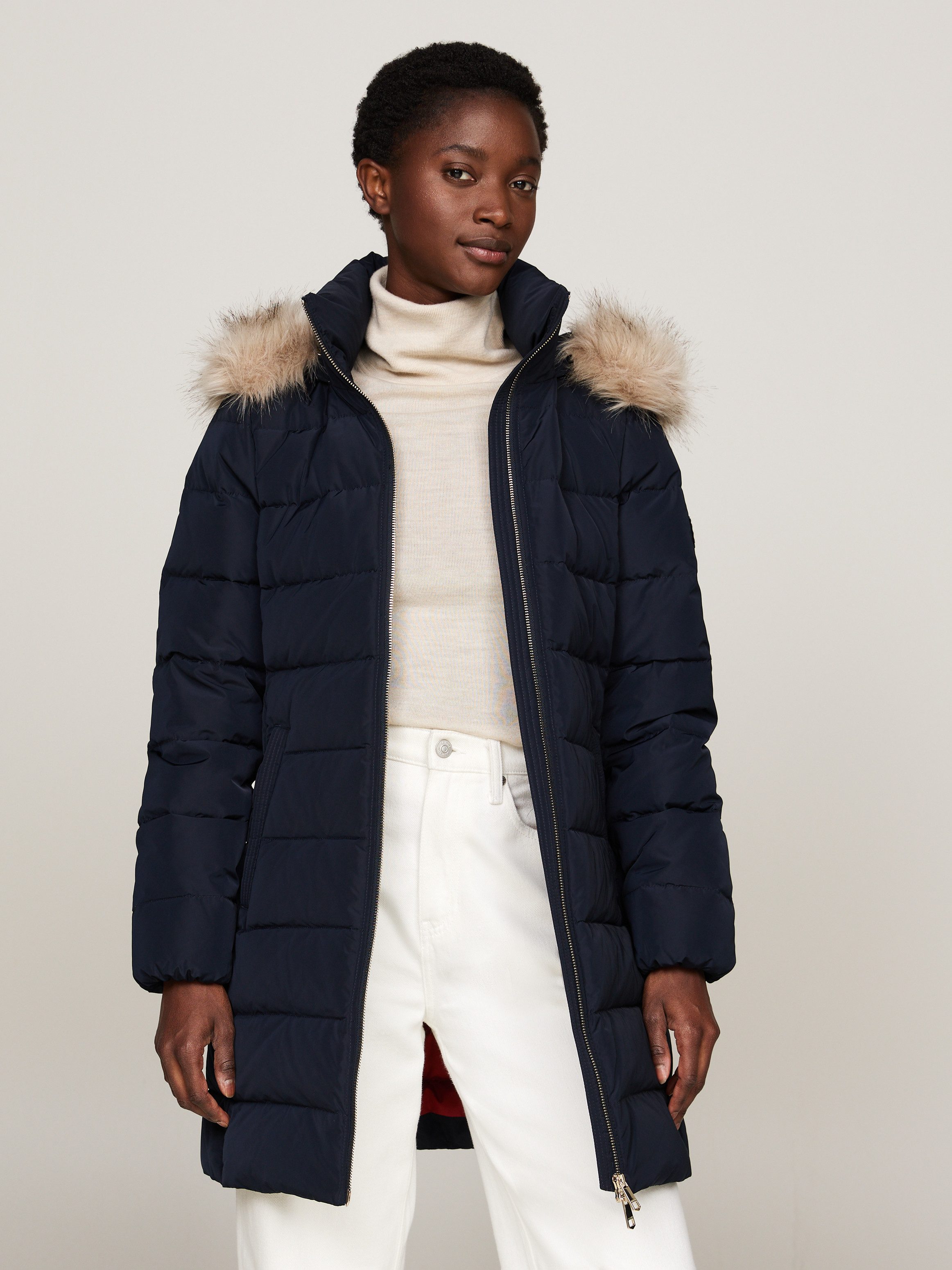 Tommy Hilfiger Gewatteerde jas HERITAGE DOWN TYRA COAT WITH FUR