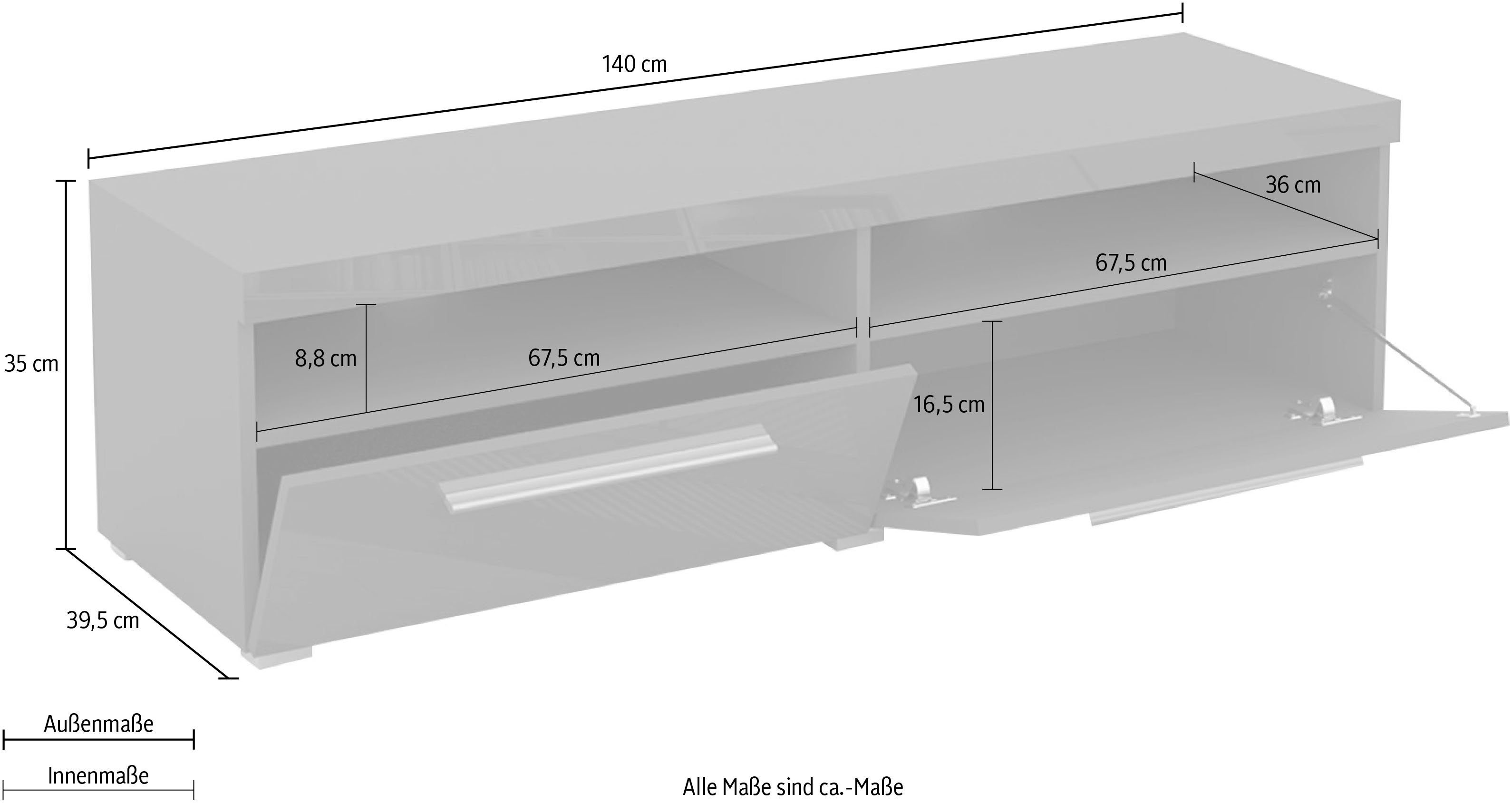 INOSIGN Tv-meubel India,breedte 140 cm, stijlvolle tv-kast met open vakken