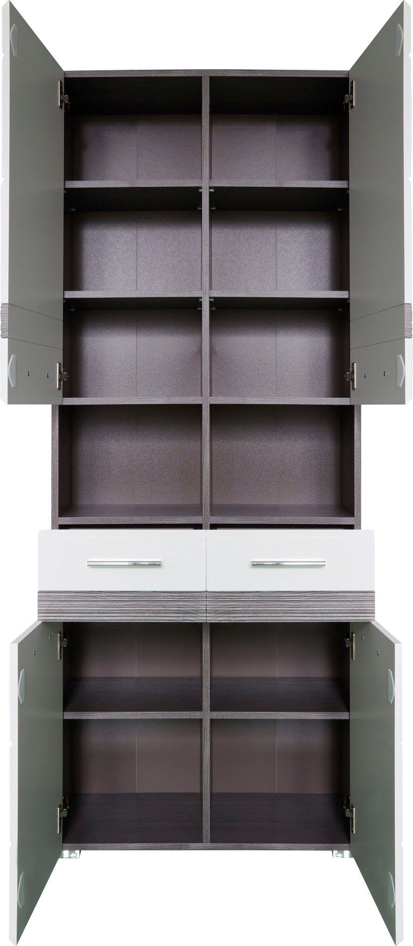 welltime Hoge kast Toulon Badkast met 2 lades en open vakken - (B/D/H) 73/31/182 cm