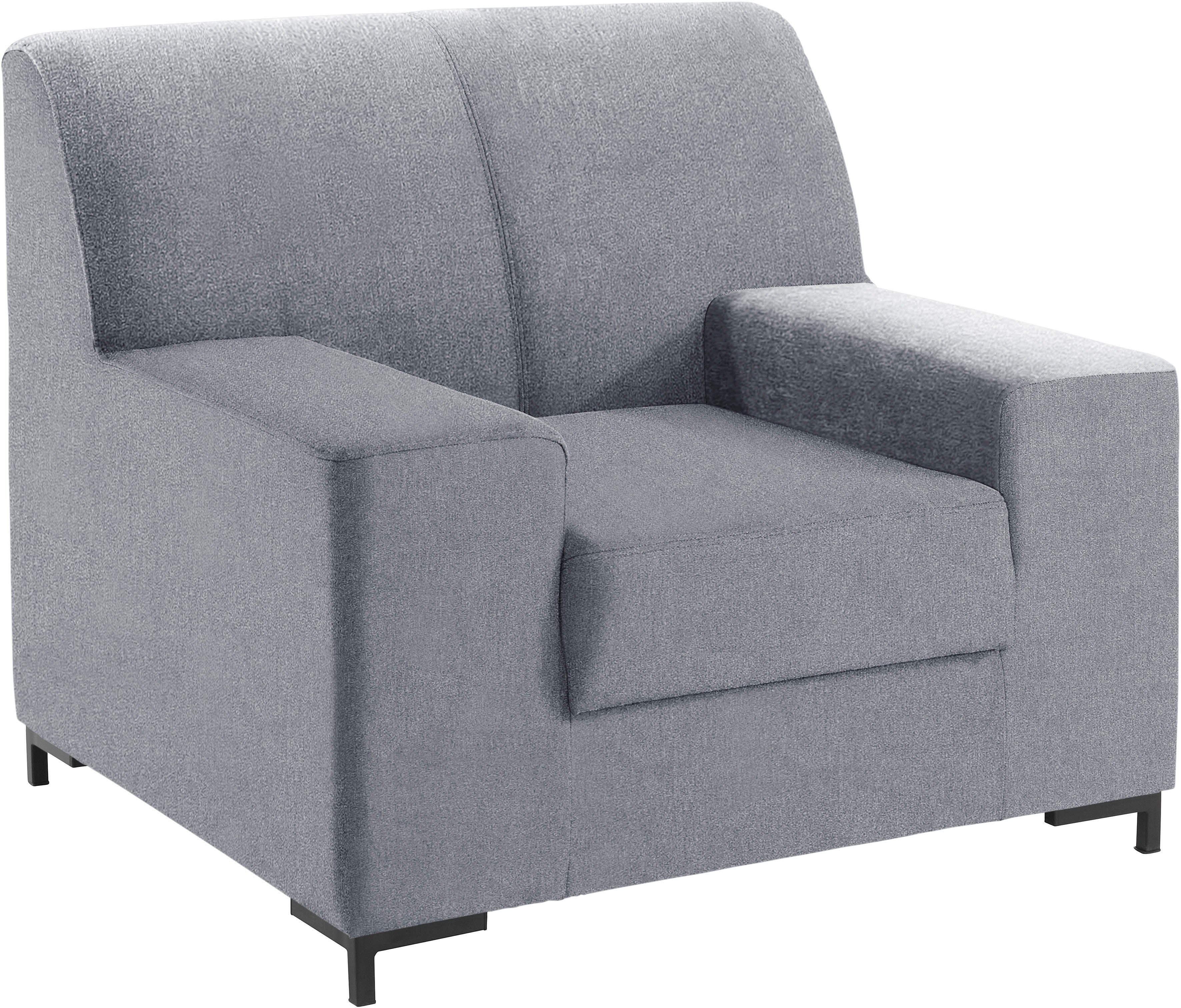 DOMO collection Fauteuil Ledas kubisch en comfortabel, platte armleuningen, elegante voet,