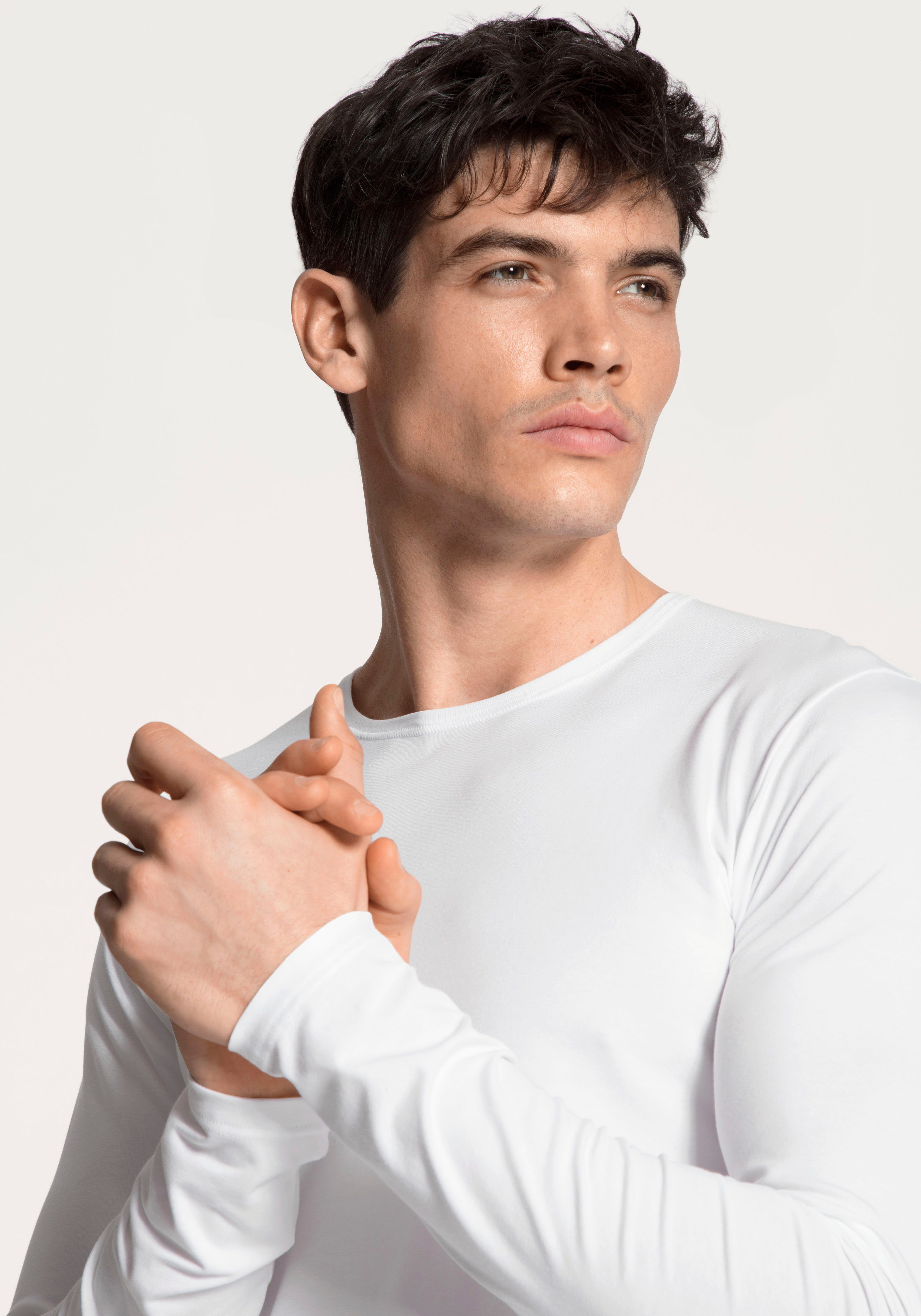 CALIDA Shirt met lange mouwen Cotton Code met een ronde hals
